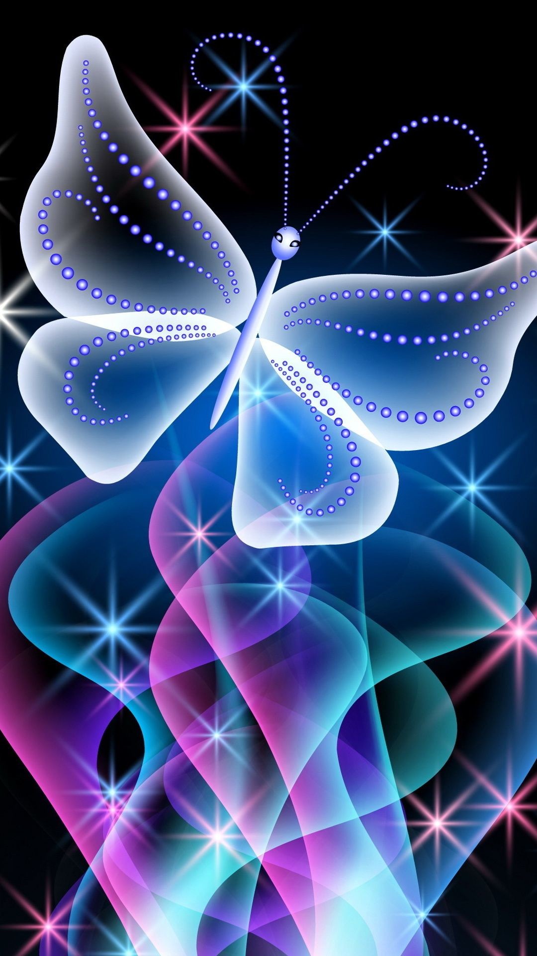 1080x1920  neon, abstract, butterfly, pink, glow, butterfly .