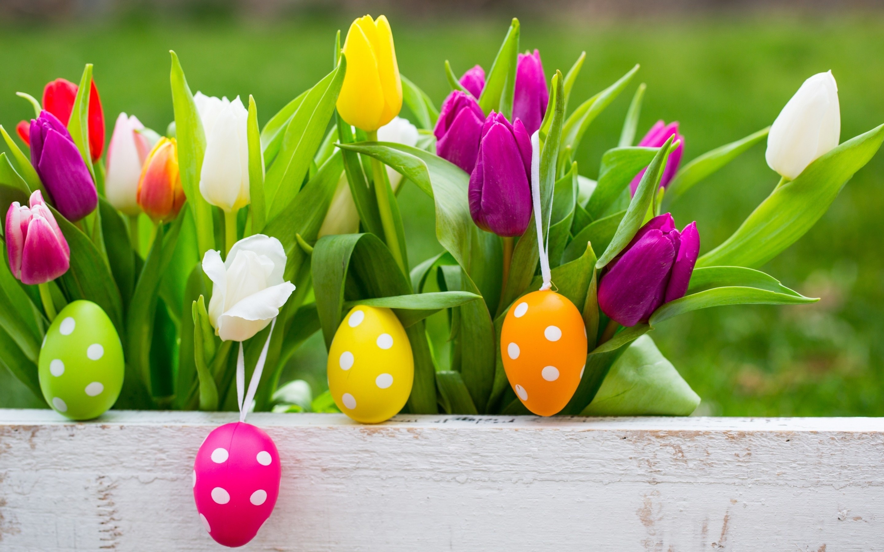 2880x1800 Easter Eggs On Flowers Background Wallpapers -  - 1042192
