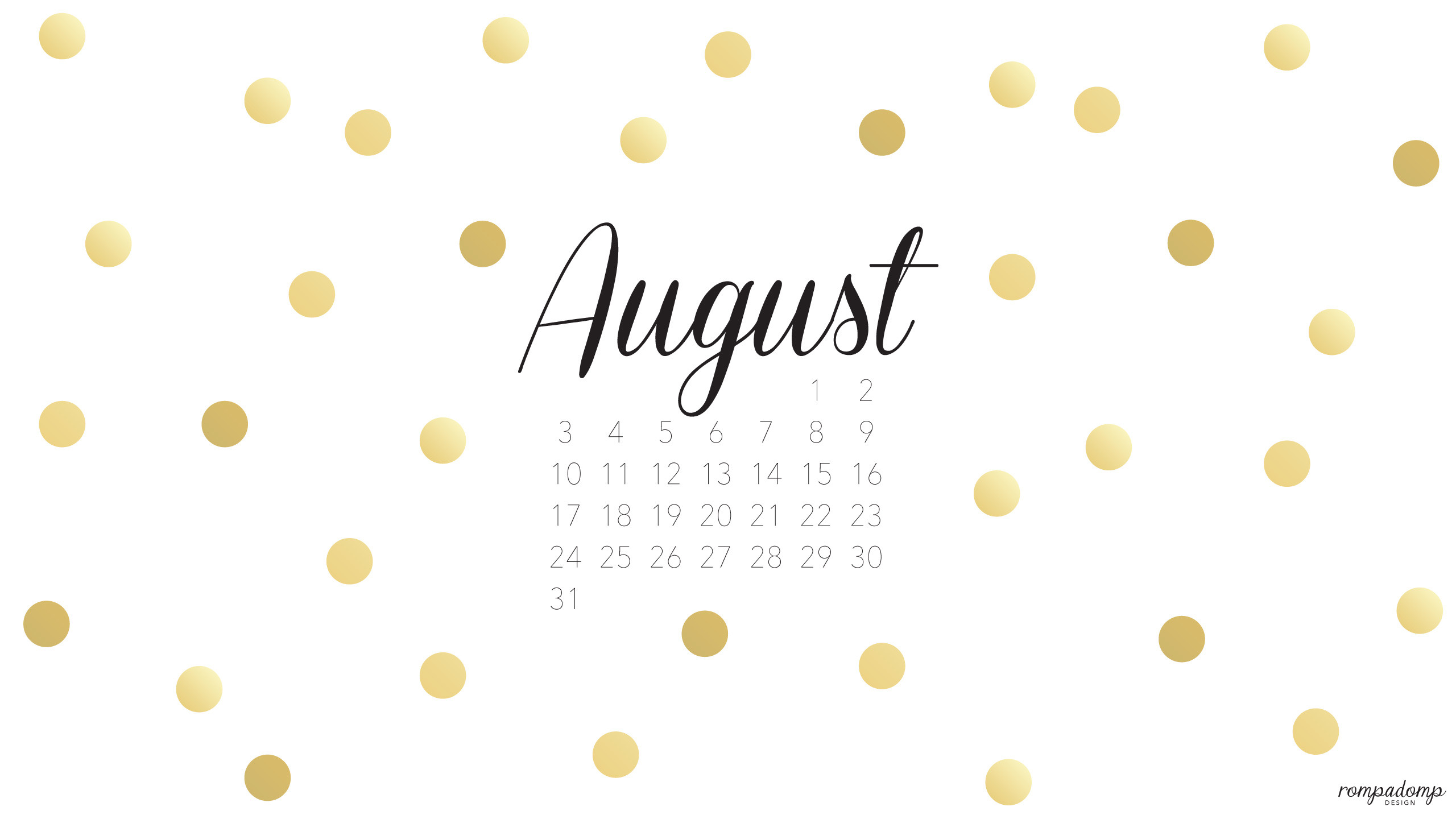 2560x1440 August 2014 Desktop Calendar Wallpaper