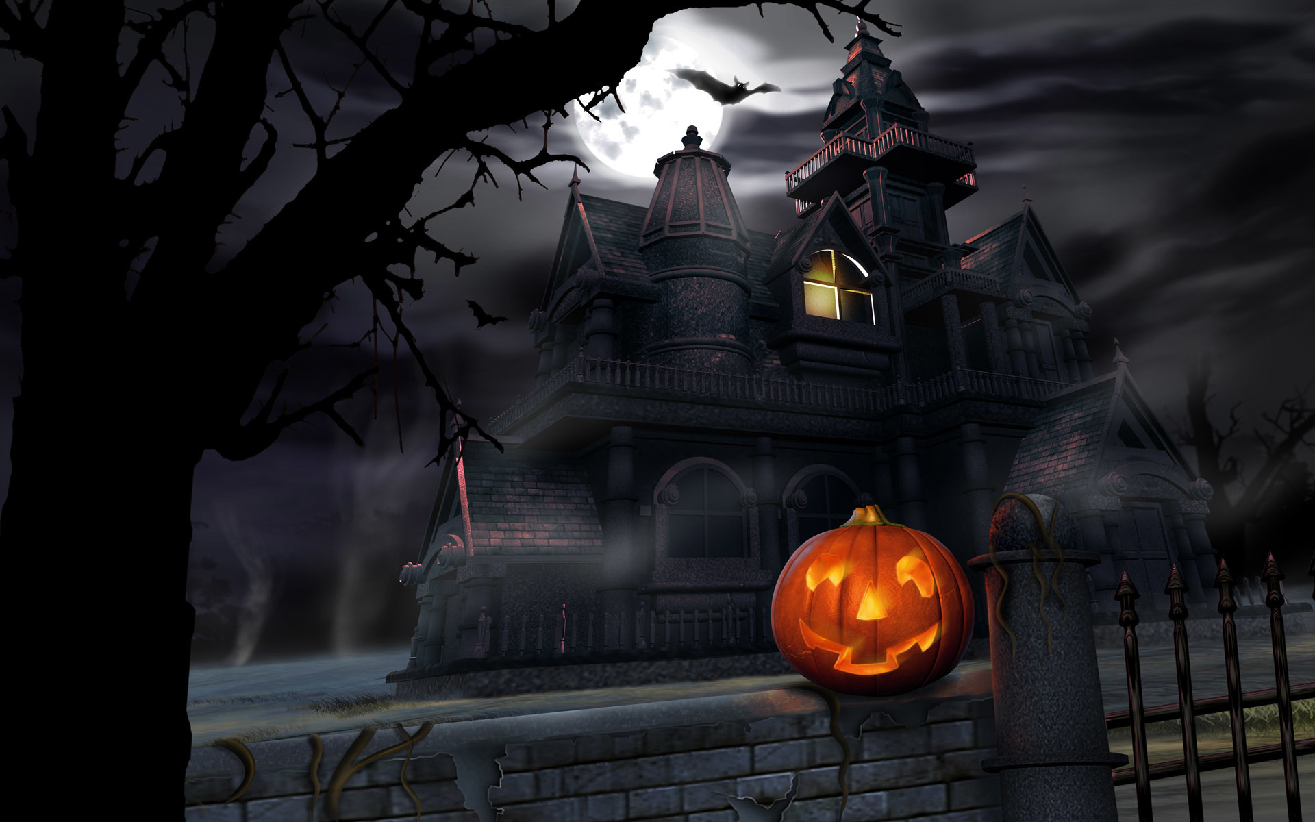 1920x1200 Scary Halloween 2012 HD Wallpapers Pumpkins Witches Spider Web 