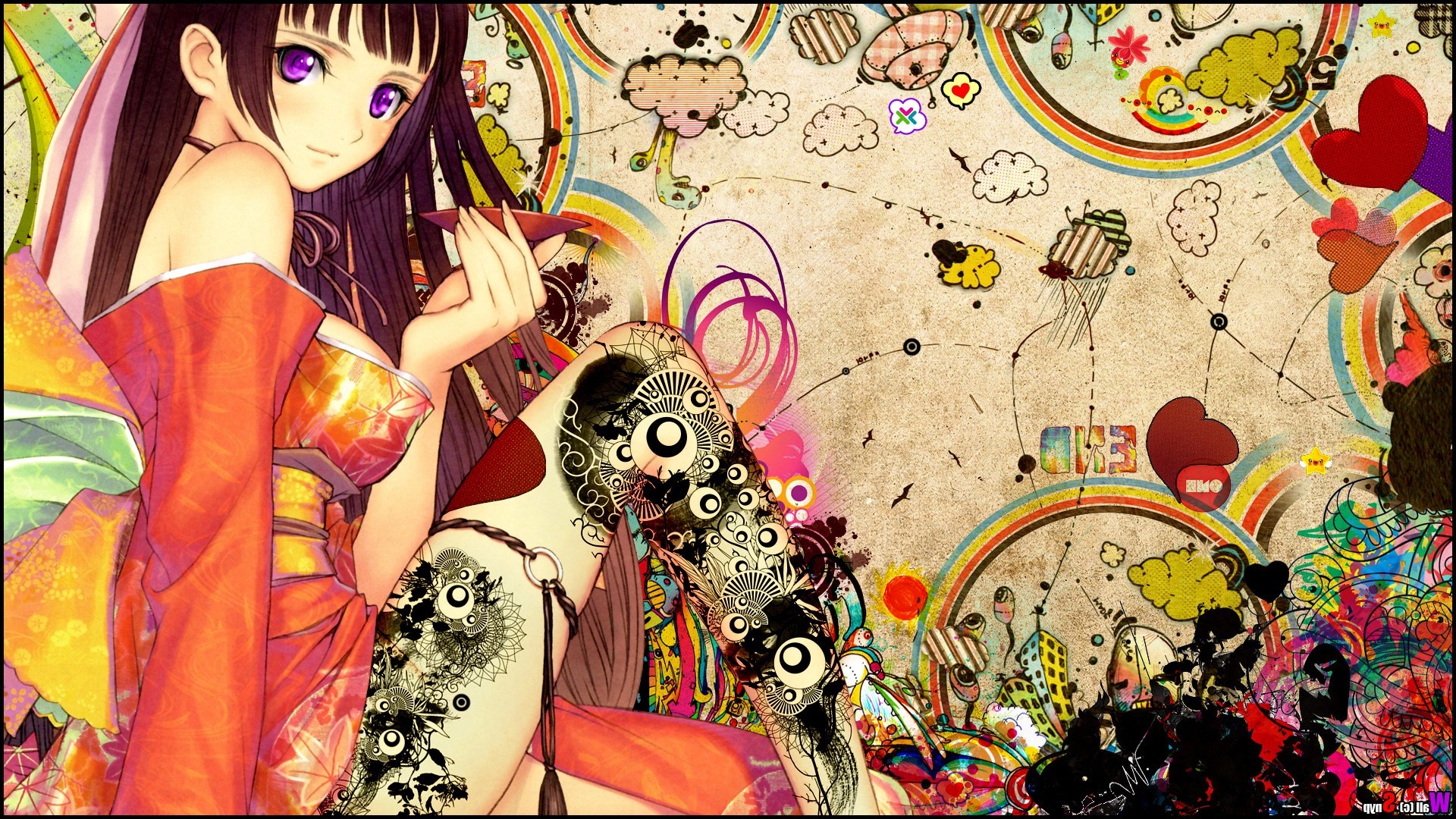 1920x1080 anime, Tony Taka, Kimono, Anime Girls, Snyp, Colorful Wallpapers HD /  Desktop and Mobile Backgrounds