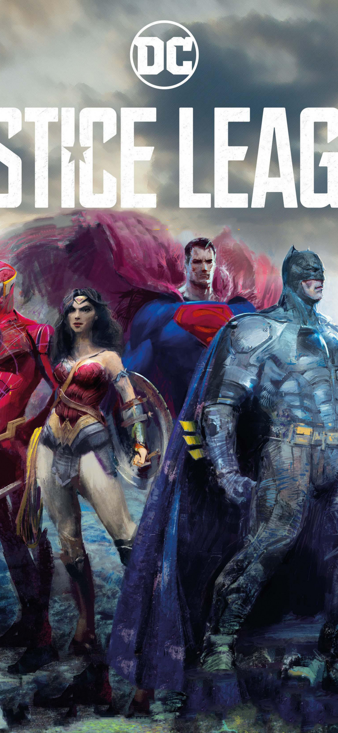 1125x2436 Justice league, movie, fan artwork, batman, superman, wonder woman,  