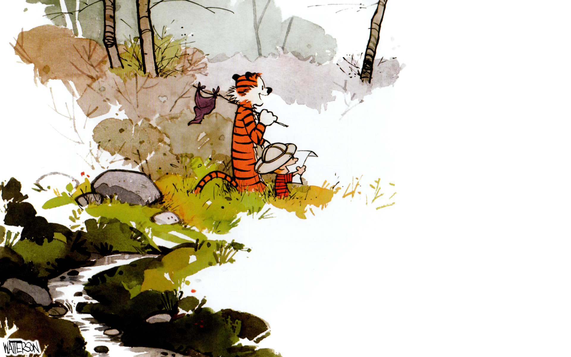 1920x1200 Calvin and Hobbes is always worth reading. Watterson created real art using  the watercolors when every other comic artist was using paint by colors.