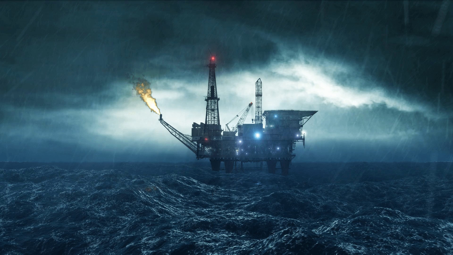 1920x1080 Oil Platform In The Storm Loop Hd Motion Background