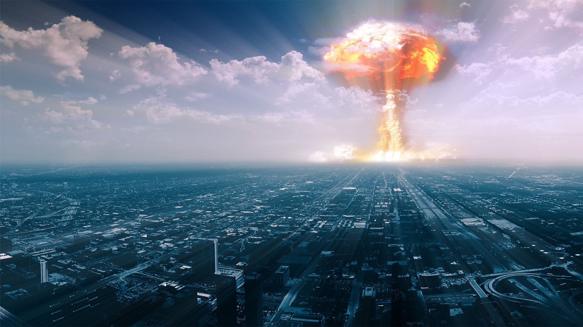 1920x1080 Nuclear explosion near the city HD Wallpaper  