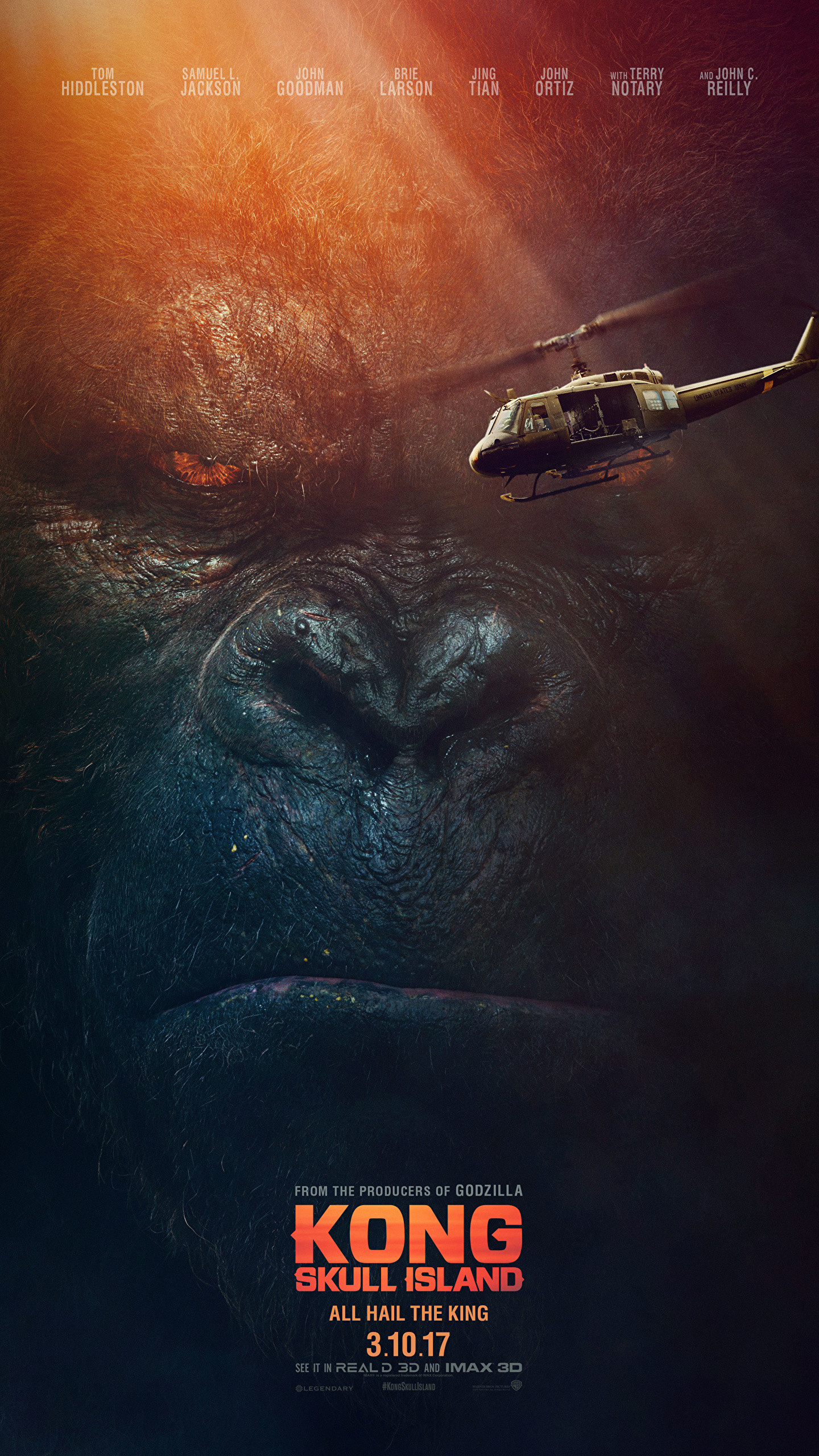 1440x2560 Photo Kong: Skull Island Helicopters Monkeys Movies Snout 