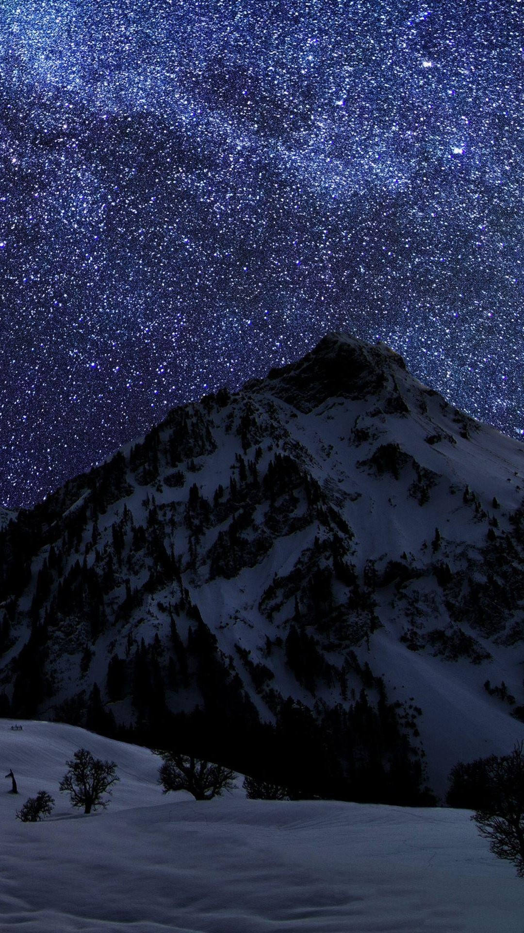 1080x1920 Snow Mountain Night Sky Stars Android Wallpaper ...