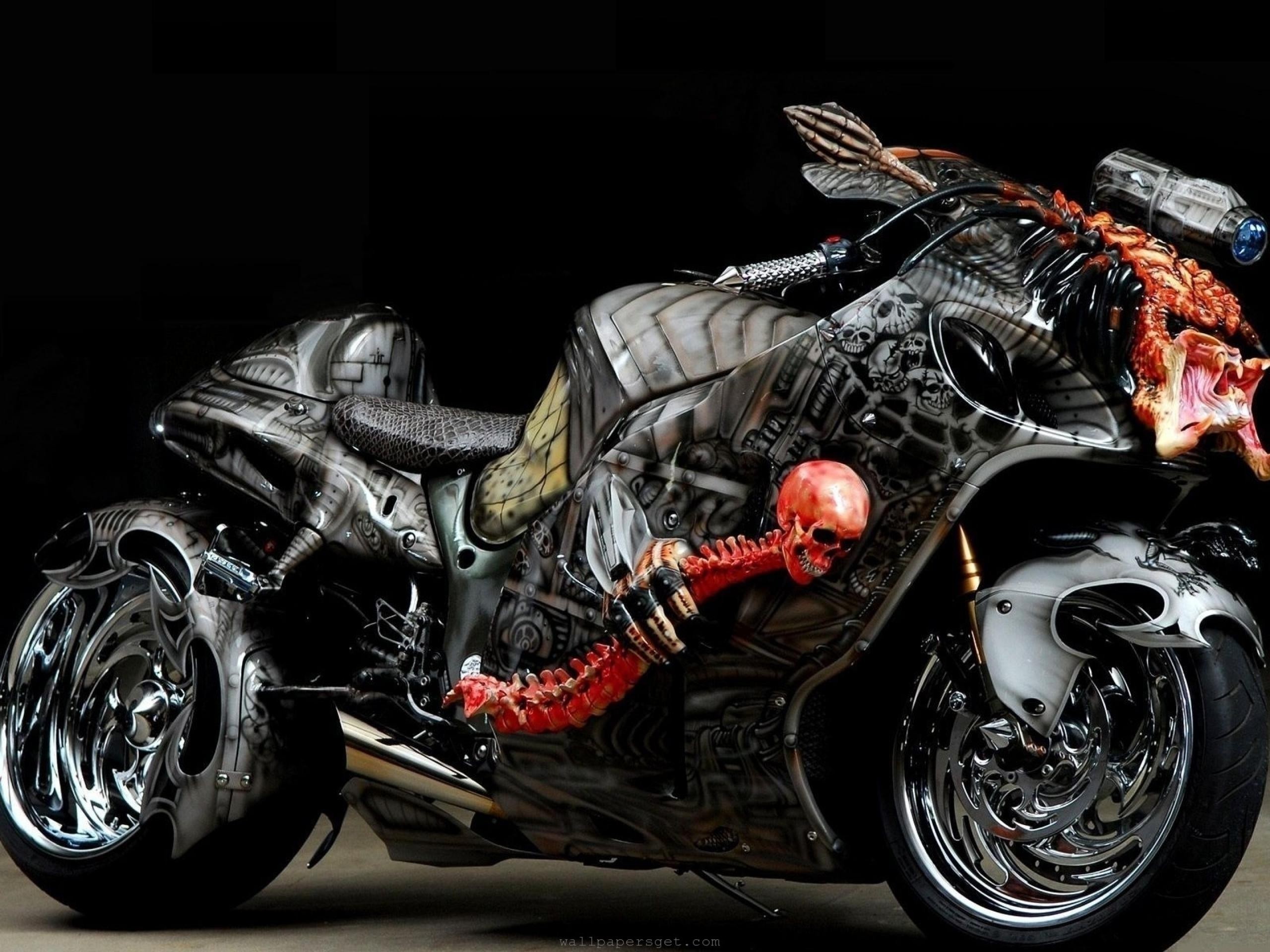 2560x1920 crazy suzuki hayabusa tuning motorbikes 2560 1920 wallpaper Vehicles  Motorcycles HD skull wheels chrome skeleton dark