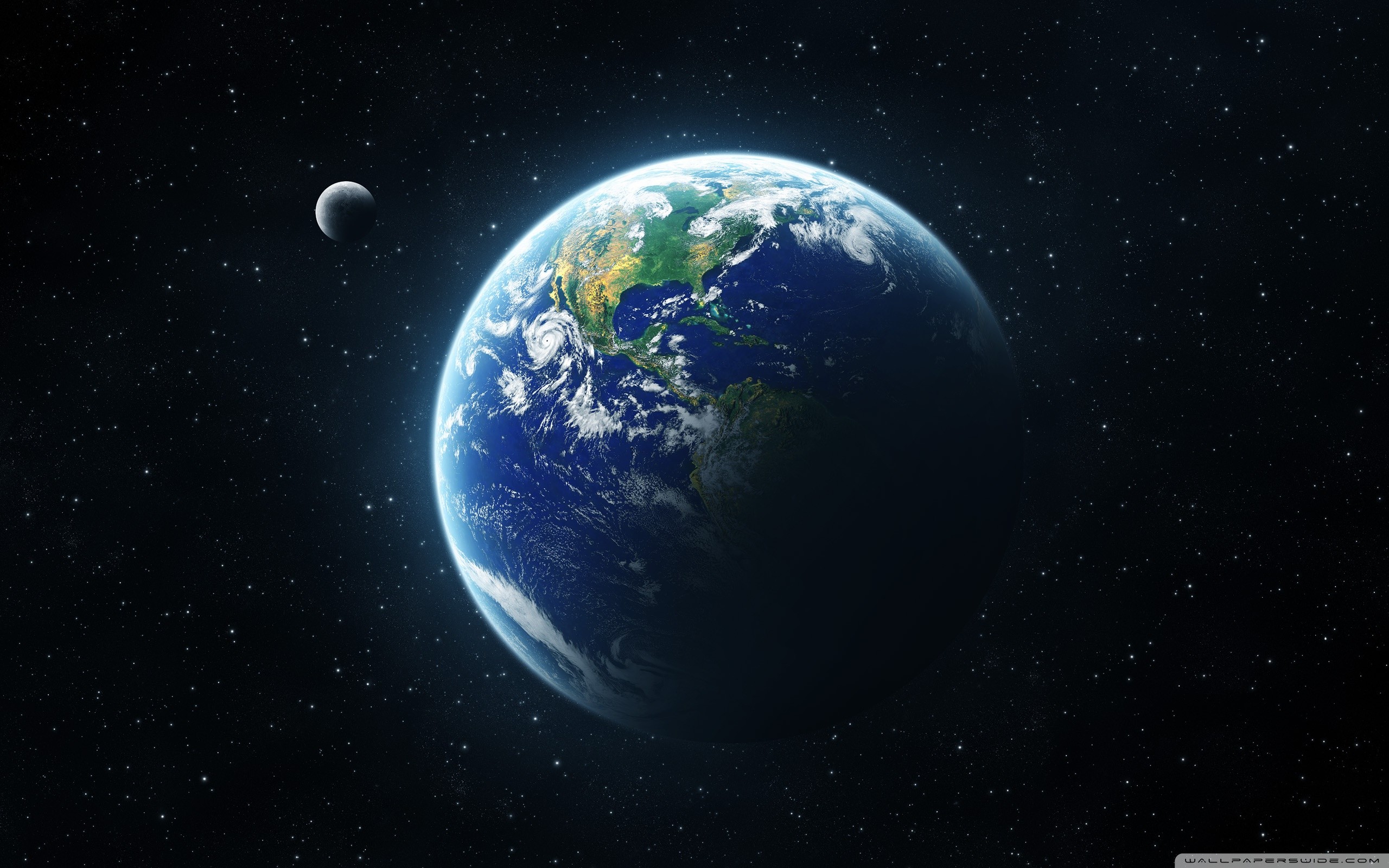 2560x1600 Earth and Moon