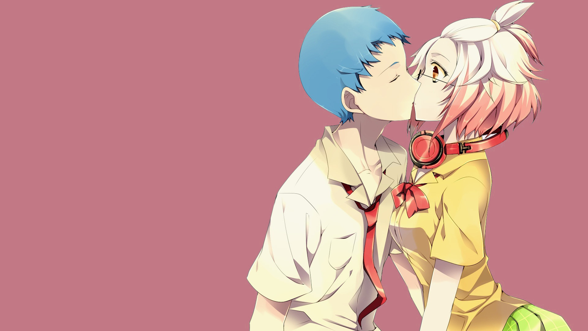 1920x1080 Anime couple surprise kiss