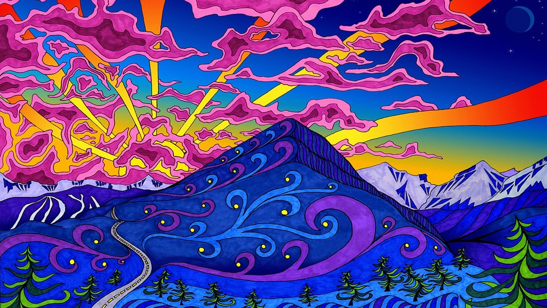 1920x1080  Mountains landscapes psychedelic artwork colors wallpaper. 0 Â·  Download Â· Res: 2560x1440 ...
