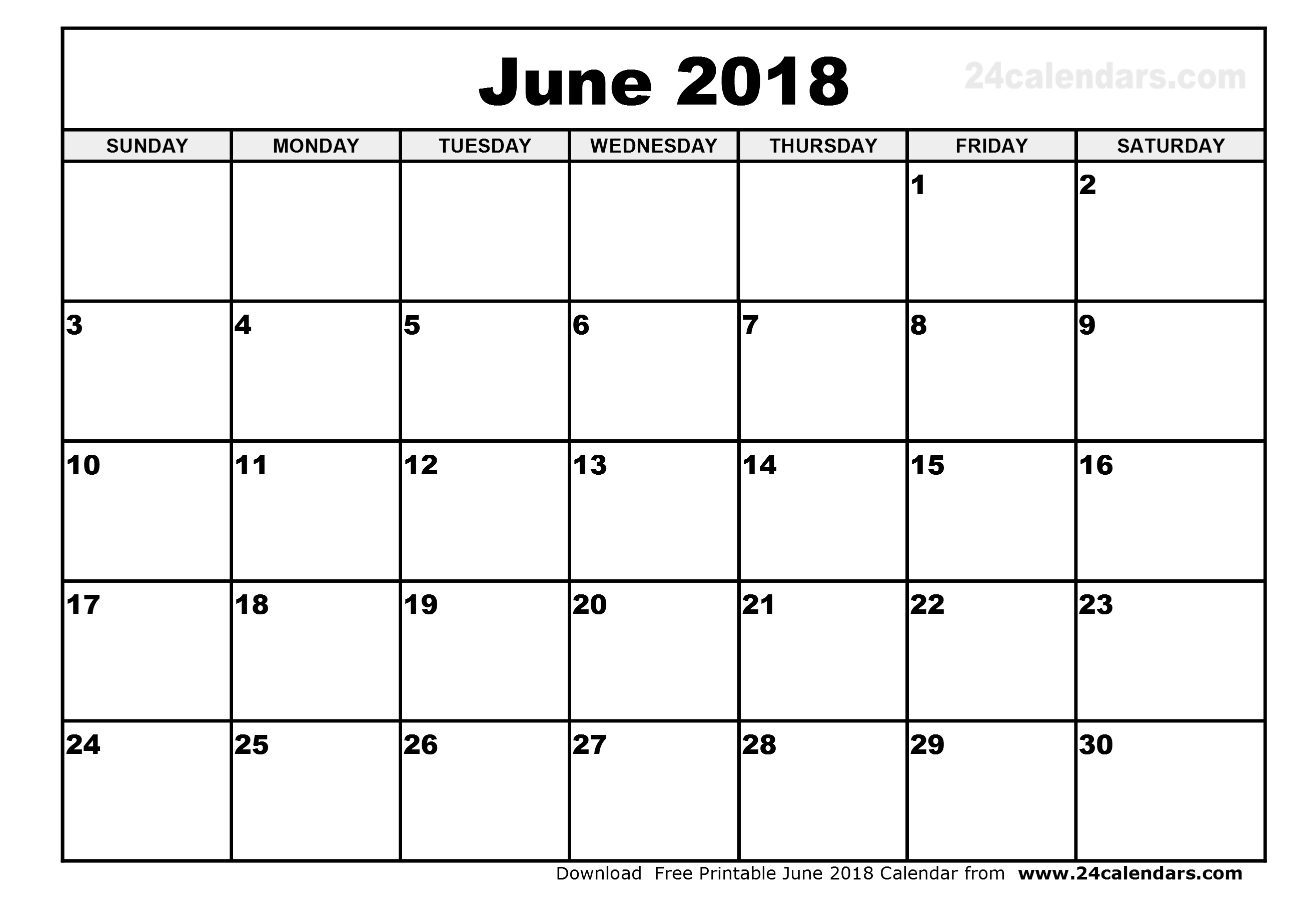 2613x1847 June 2018 Calendar