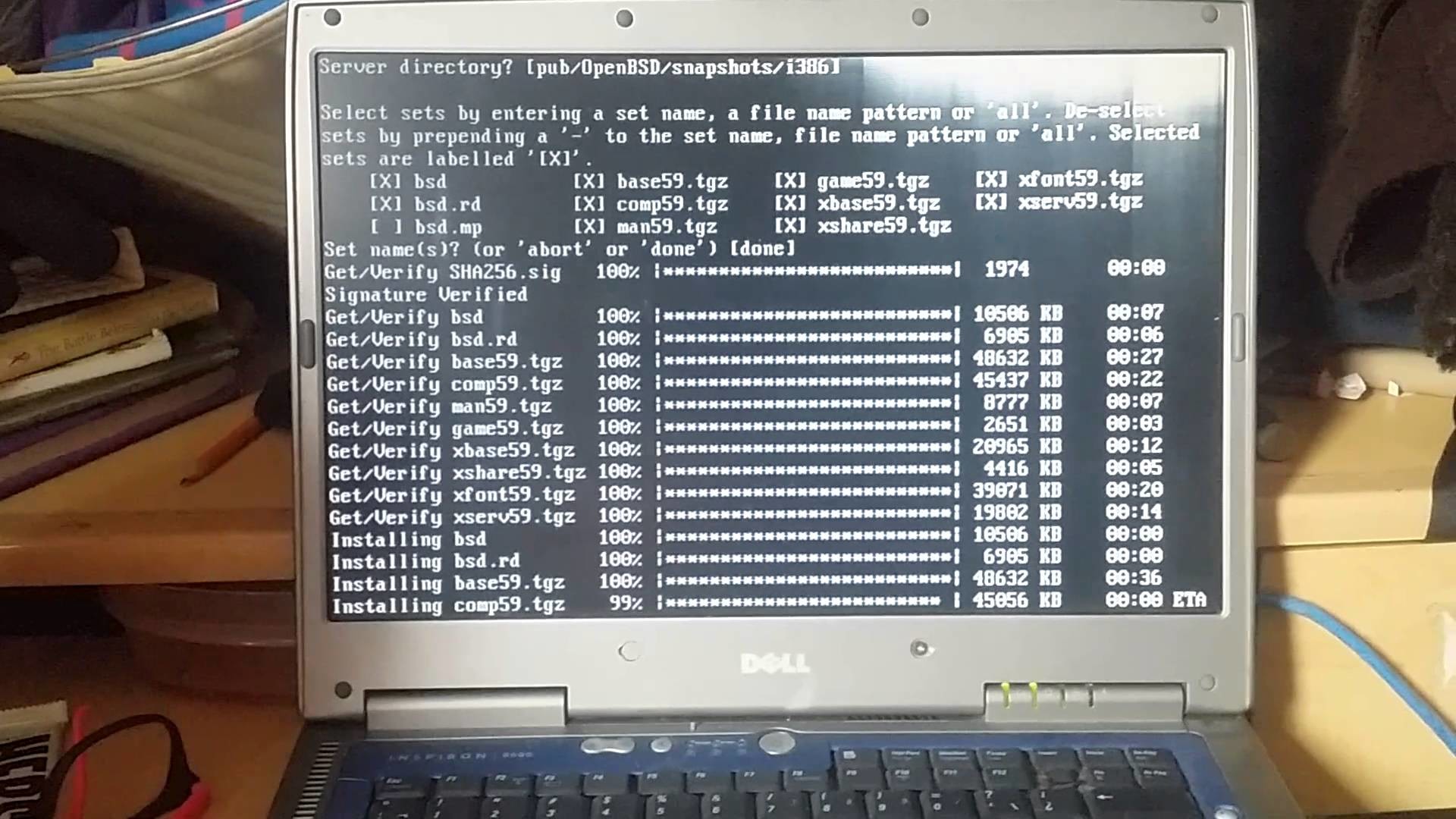 1920x1080 OpenBSD upgrade and package update on Dell Inspiron 8600