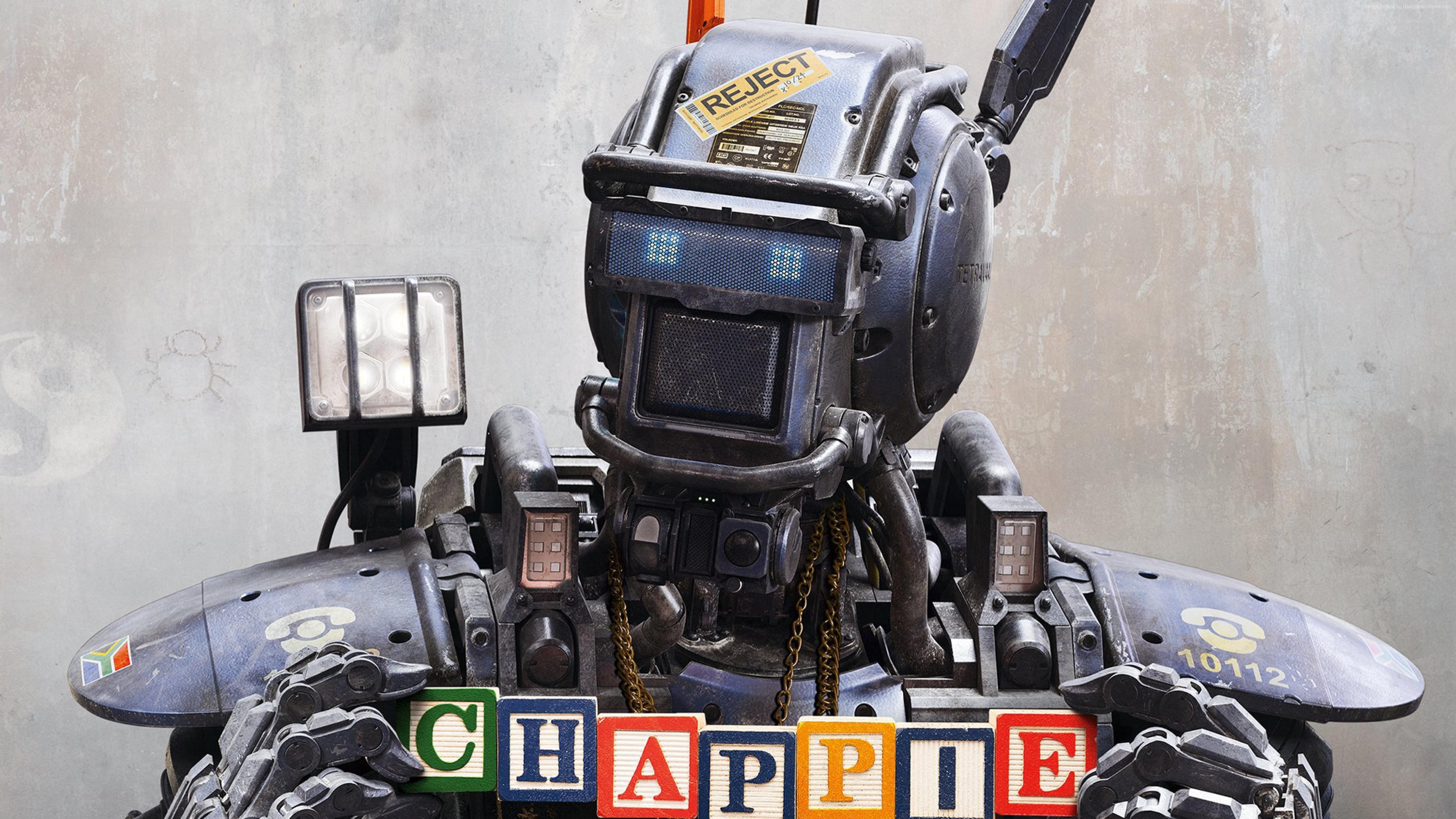 3840x2160 Chappie, Best Movies of 2015, robot, police, wallpaper, gun (horizontal ...