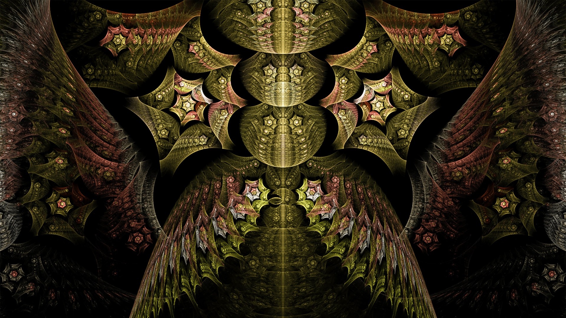 1920x1080 Preview wallpaper fractal, abstract, patterns, gold 