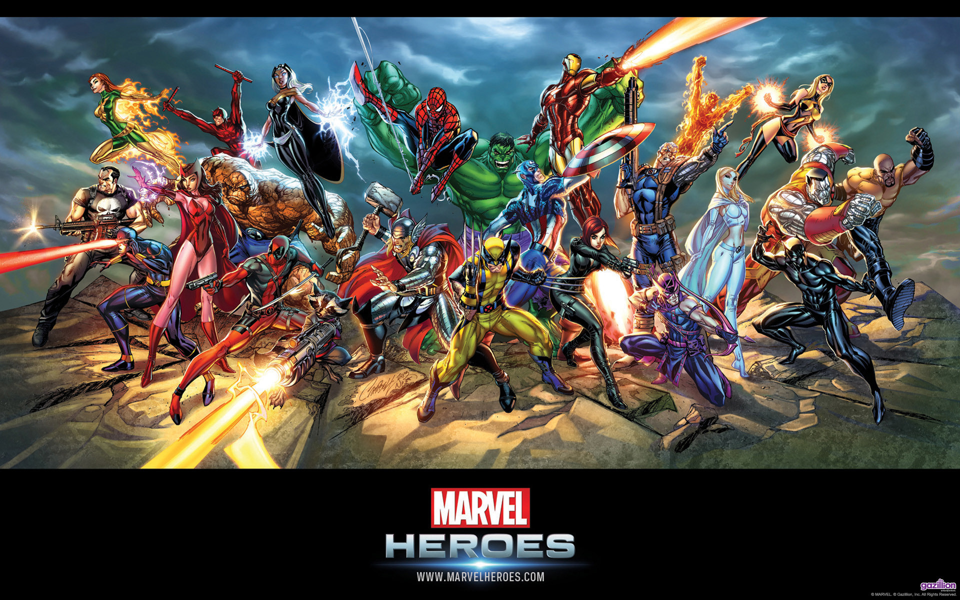 1920x1200 Marvel Heroes by Jeff Scott Campbell