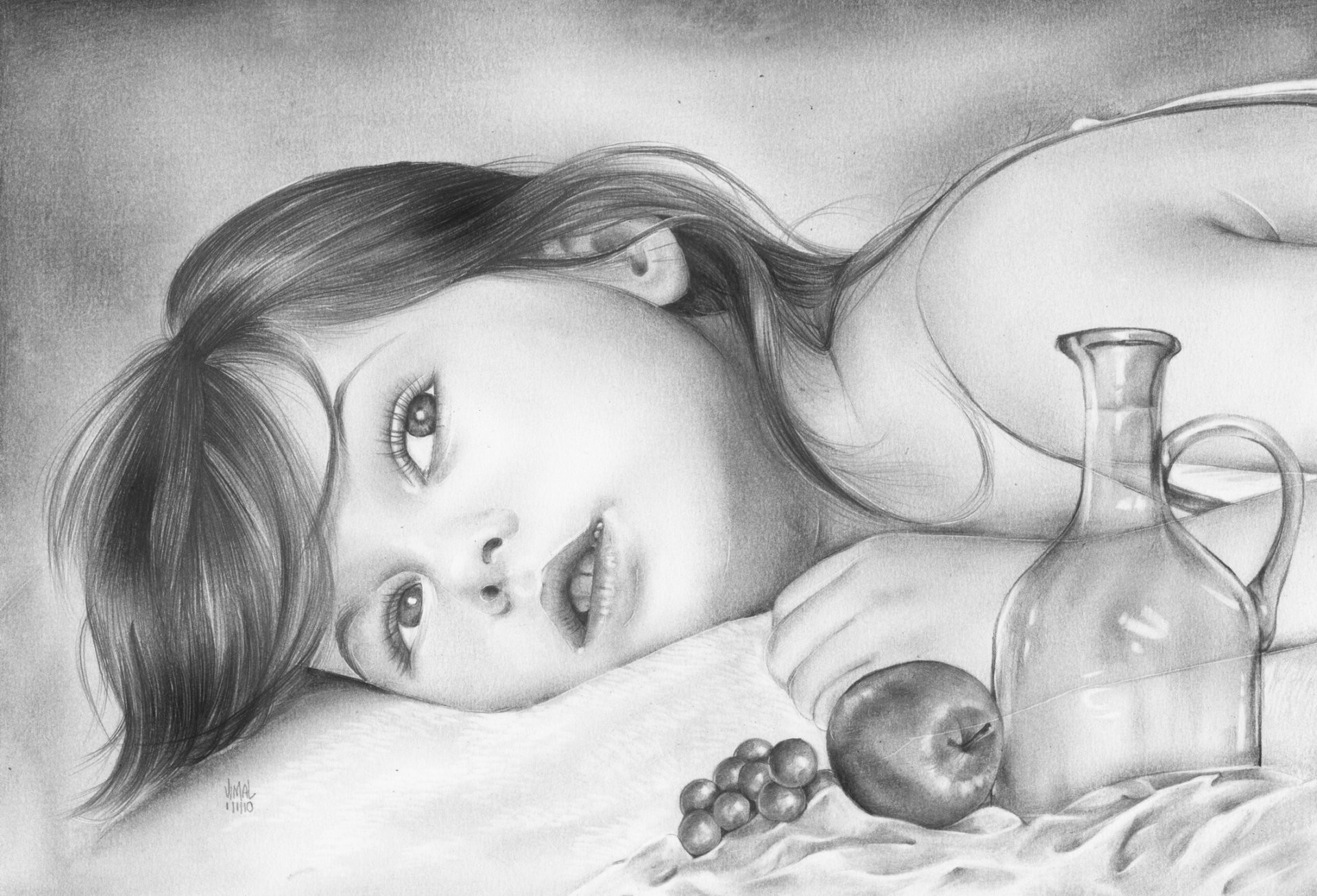 1920x1306 ... Baby Girl Sketch Hd Wallpaper Painting Pencil Child Girl Is Face View  Apple Grapes Hd Wallpaper ...
