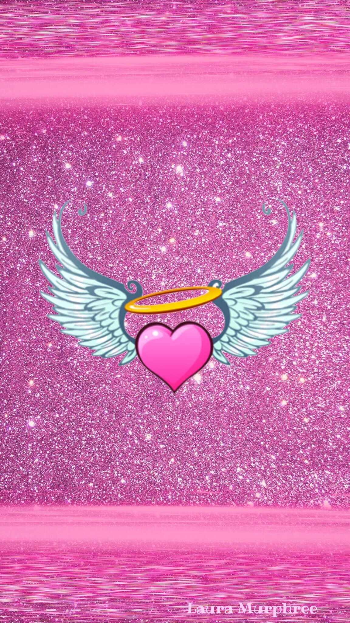 1152x2048 Glitter phone wallpaper sparkle background angel wings heart pink bling  sparkles