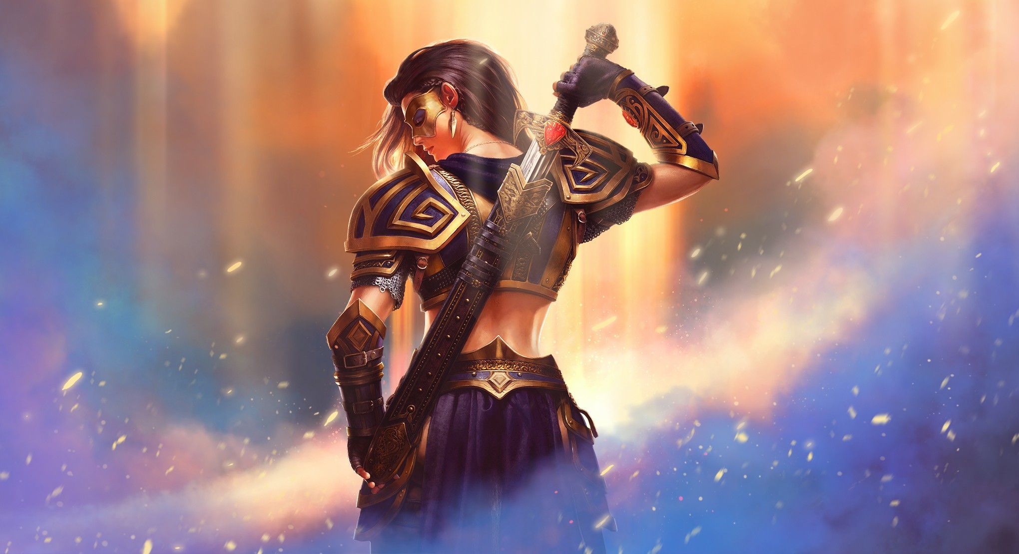 2040x1110 Warrior Fantasy Girl