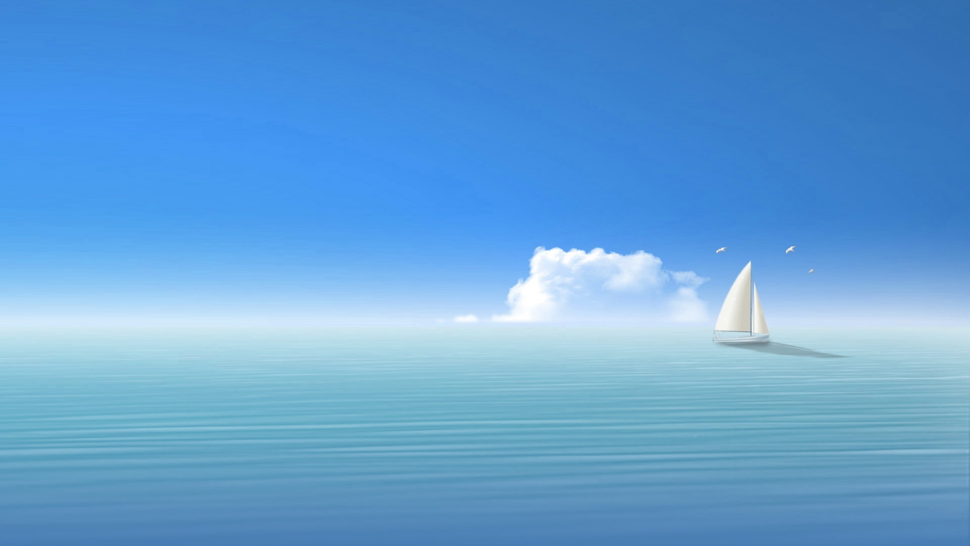 3840x2160  Wallpaper blue, sea, ship, sky