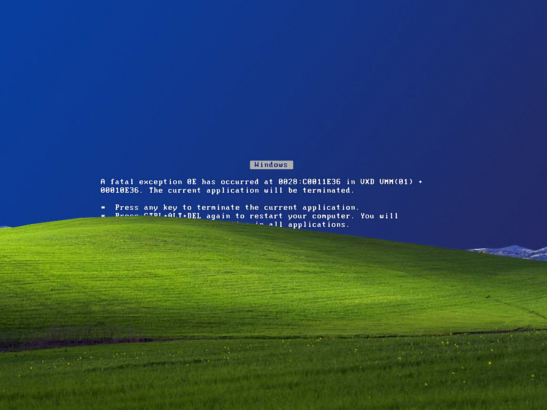 1920x1440 Blue Screen Of Death Microsoft Windows XP Error