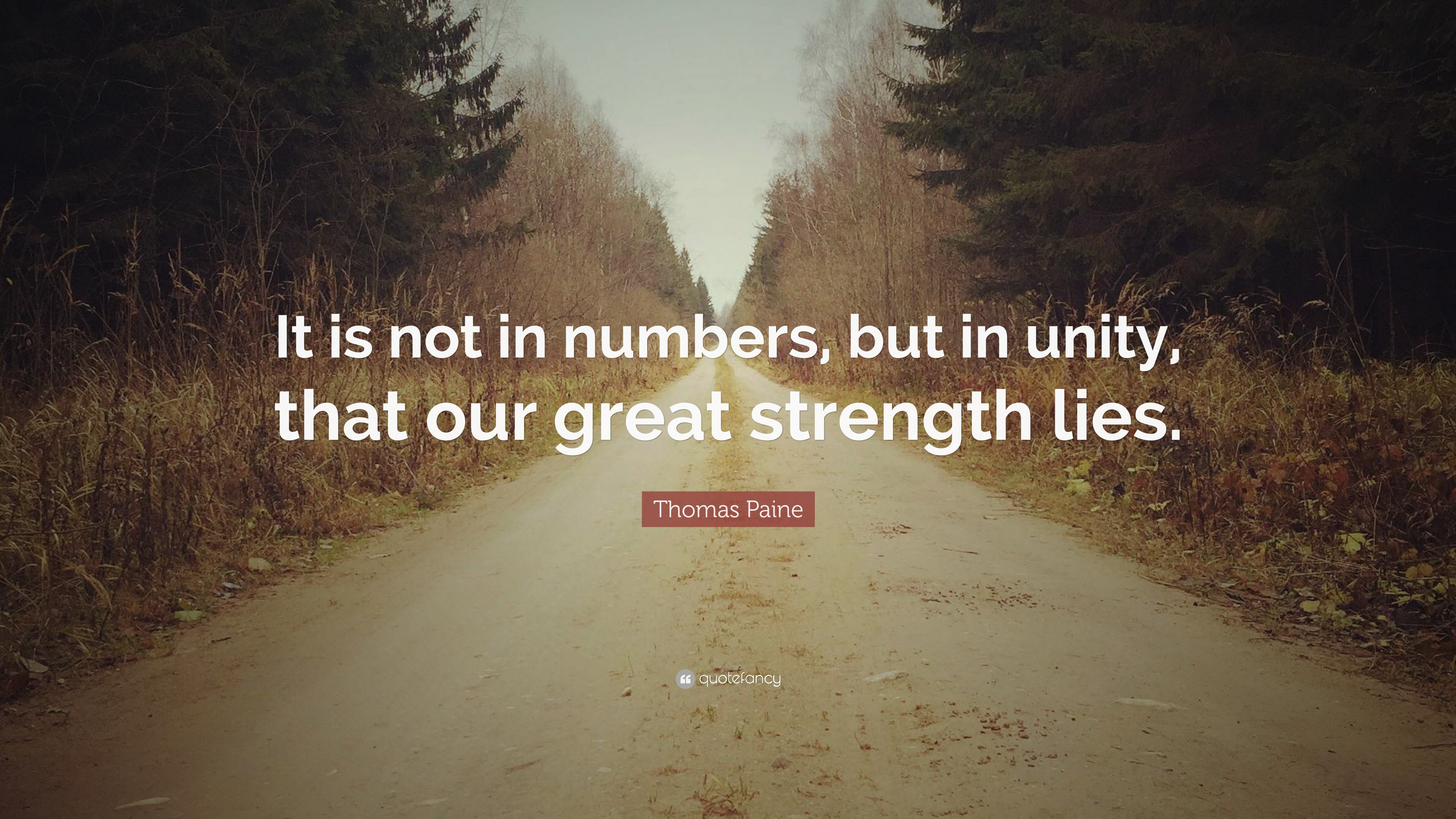 3840x2160 Thomas Paine Quote: “It is not in numbers, but in unity, that