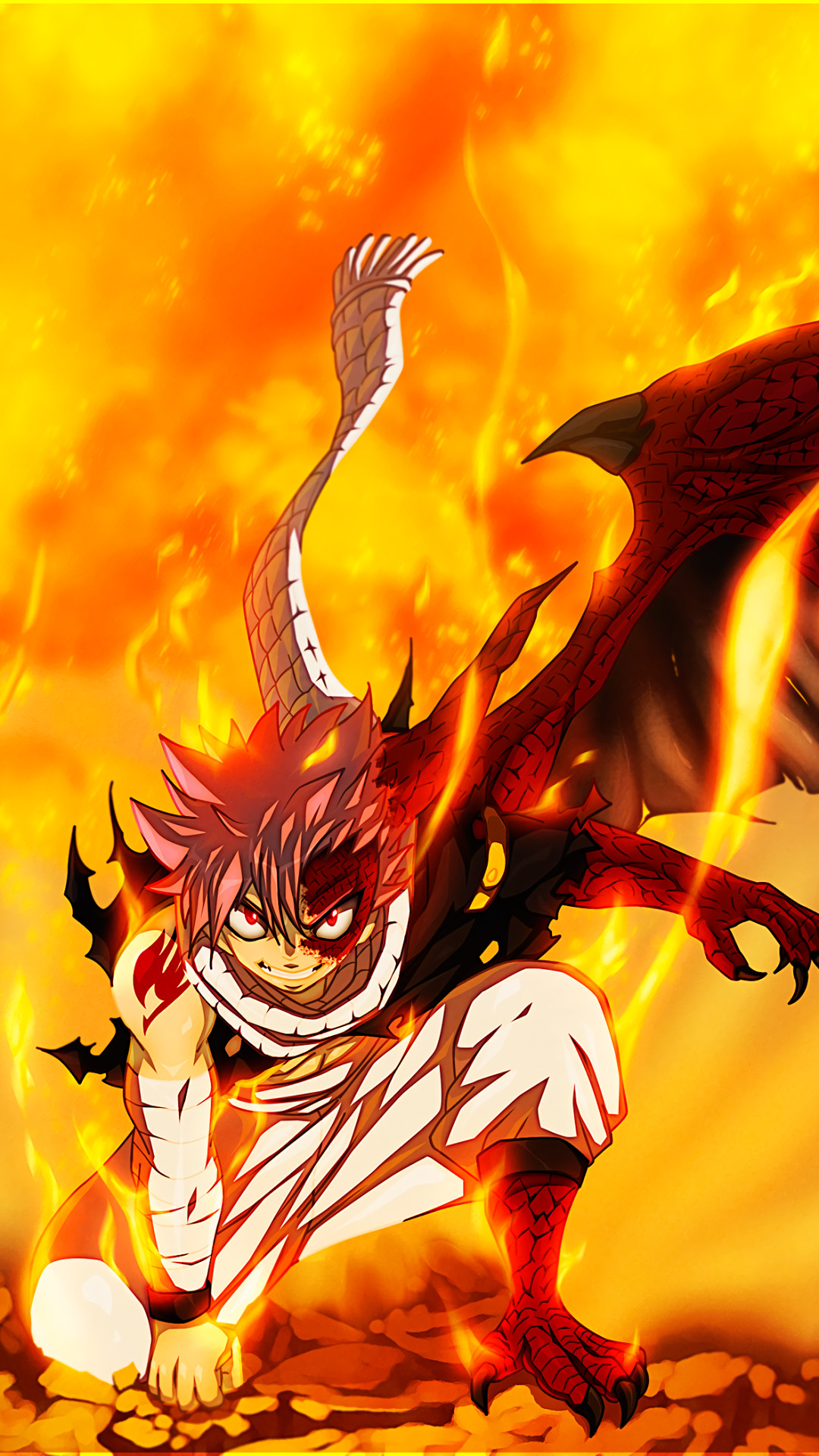 1080x1920 Anime Fairy Tail Natsu Dragneel Fire Mobile Wallpaper