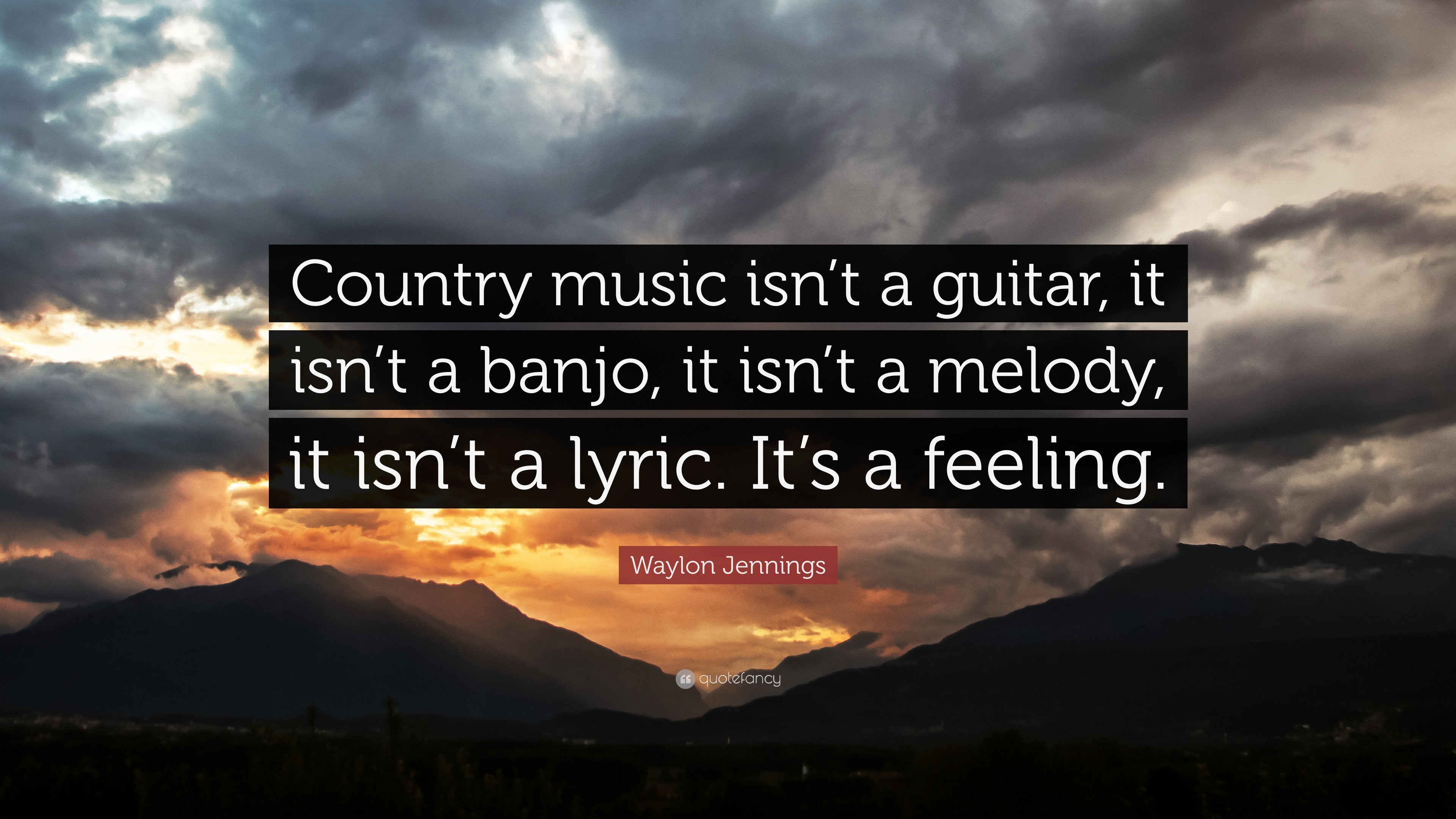 3840x2160 Waylon Jennings Quote: “Country music isn't a guitar, it isn'