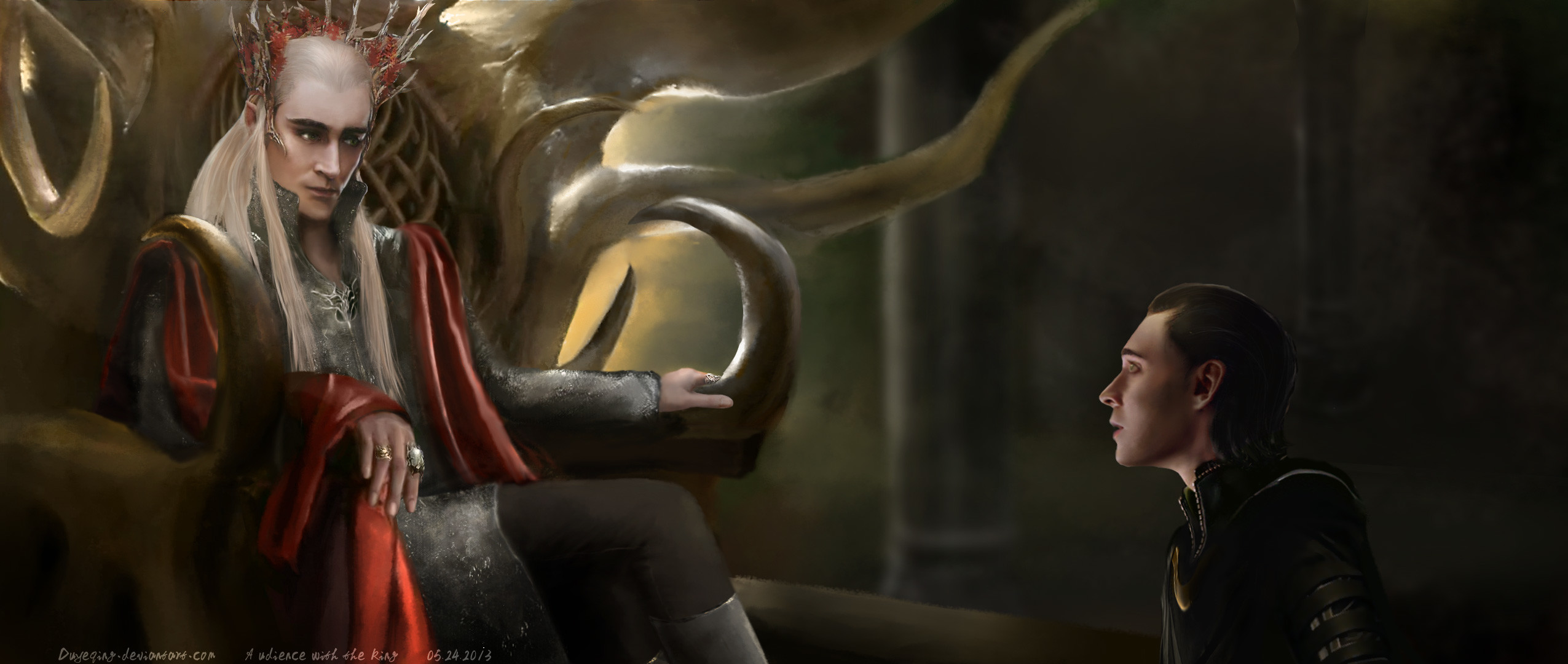 2551x1080 ... Audience with the king- Thranduil Loki crossover by duyeqing