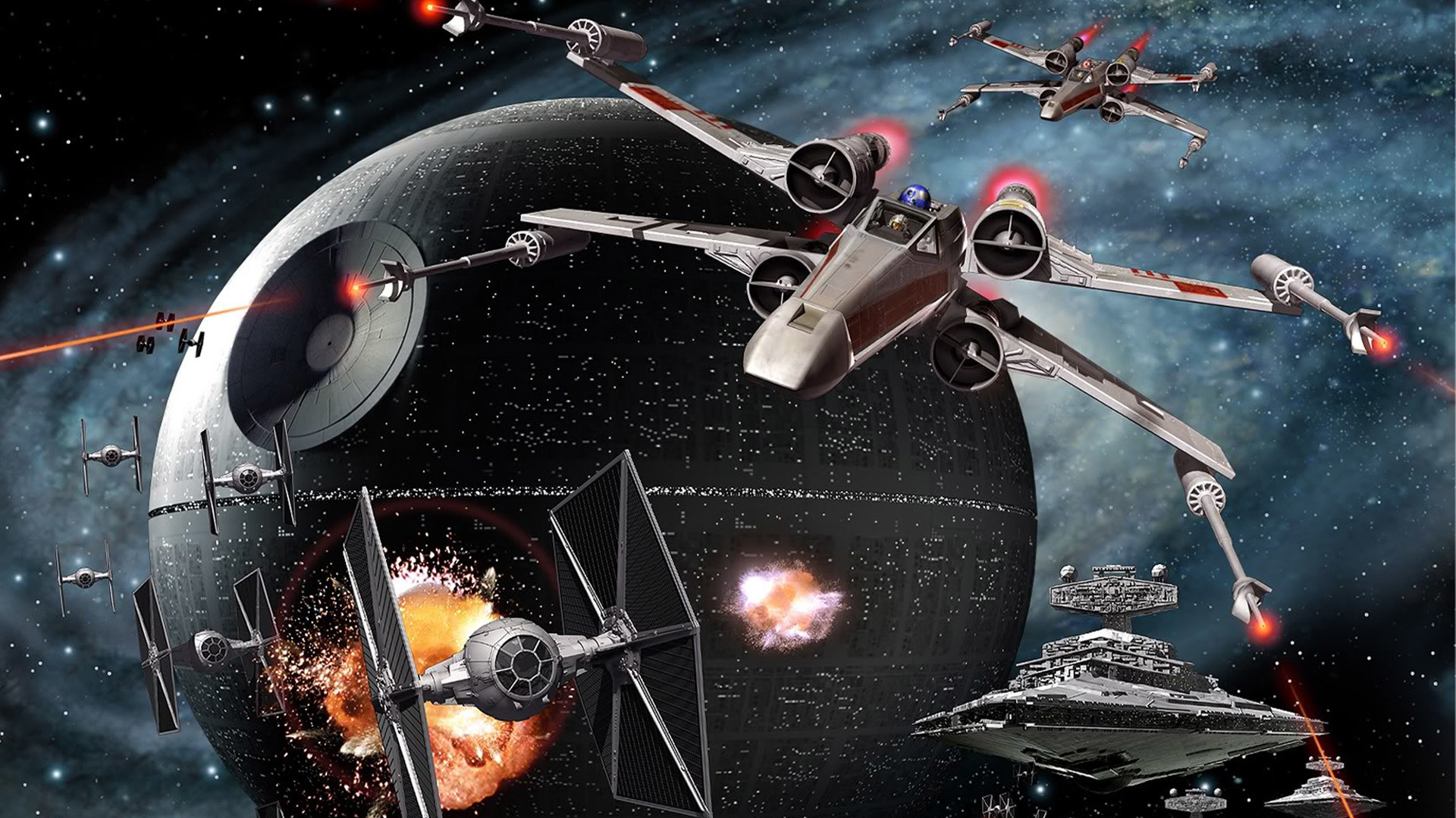 1920x1080 a nice piece of CG artwork showing the battle between the rebel alliance  and the empire over the death star. Looks very detailed as your wallpaper.
