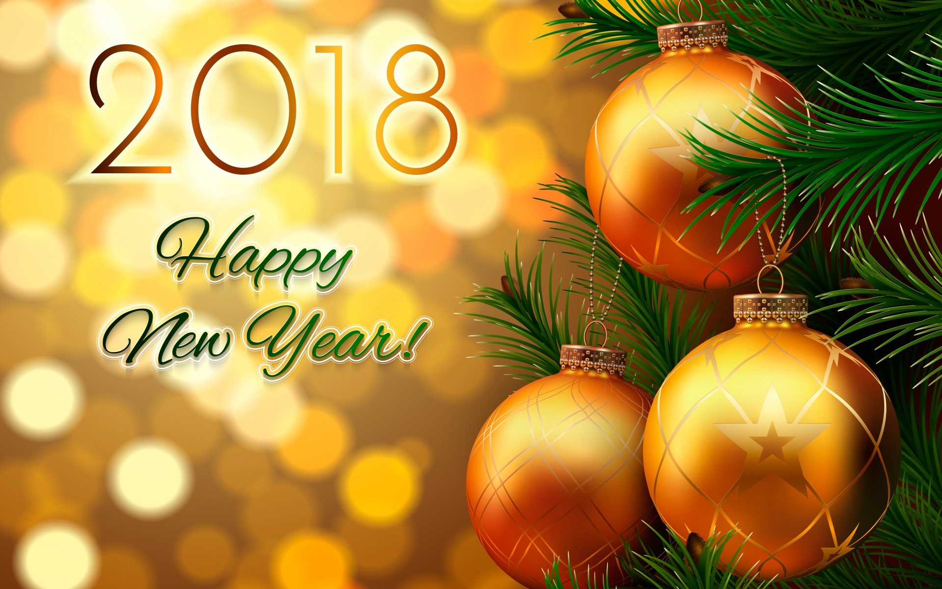 1920x1200 Christmas Ball And Happy New Year 2018 Wallpaper 27518