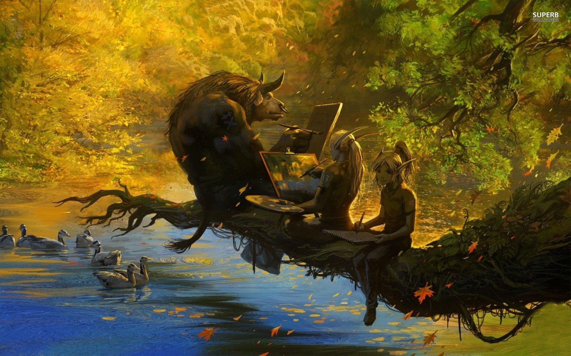 1920x1200 Minotaur And Elves Painting ...