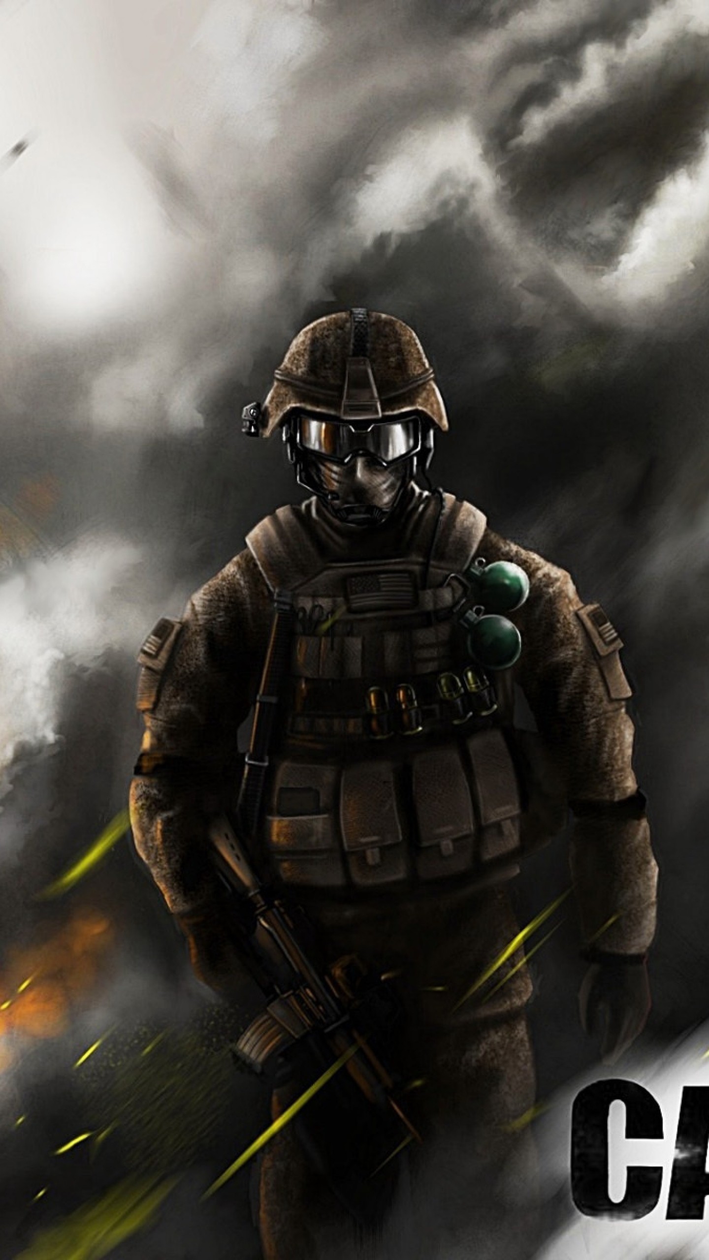 1440x2560 Preview wallpaper call of duty modern warfare 3, soldier, automatic, sign,  smoke