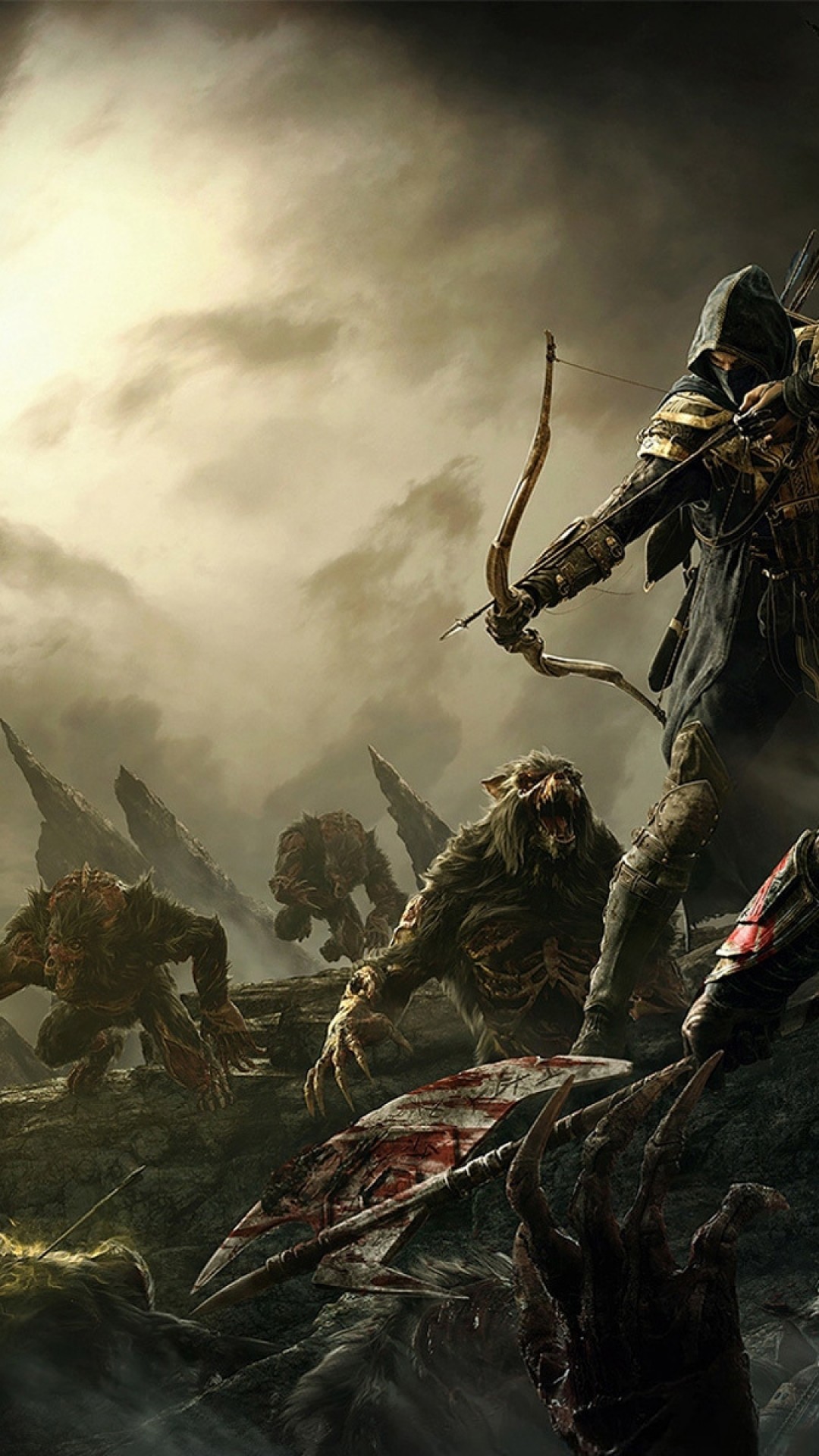 1080x1920 Elder Scrolls V: Skyrim, Archer, Warrior, Battle, Fantasy, Artwork