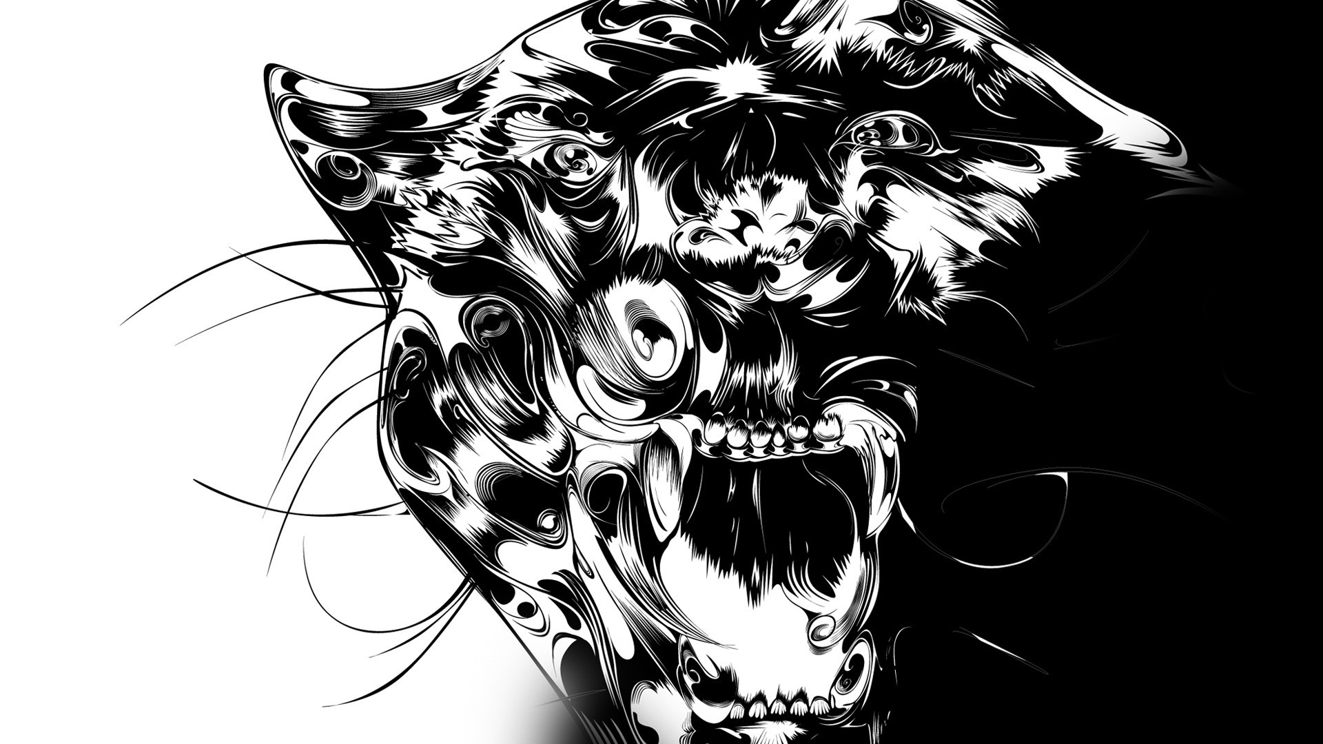 1920x1080 Preview wallpaper panther, patterns, lines, predator, teeth 