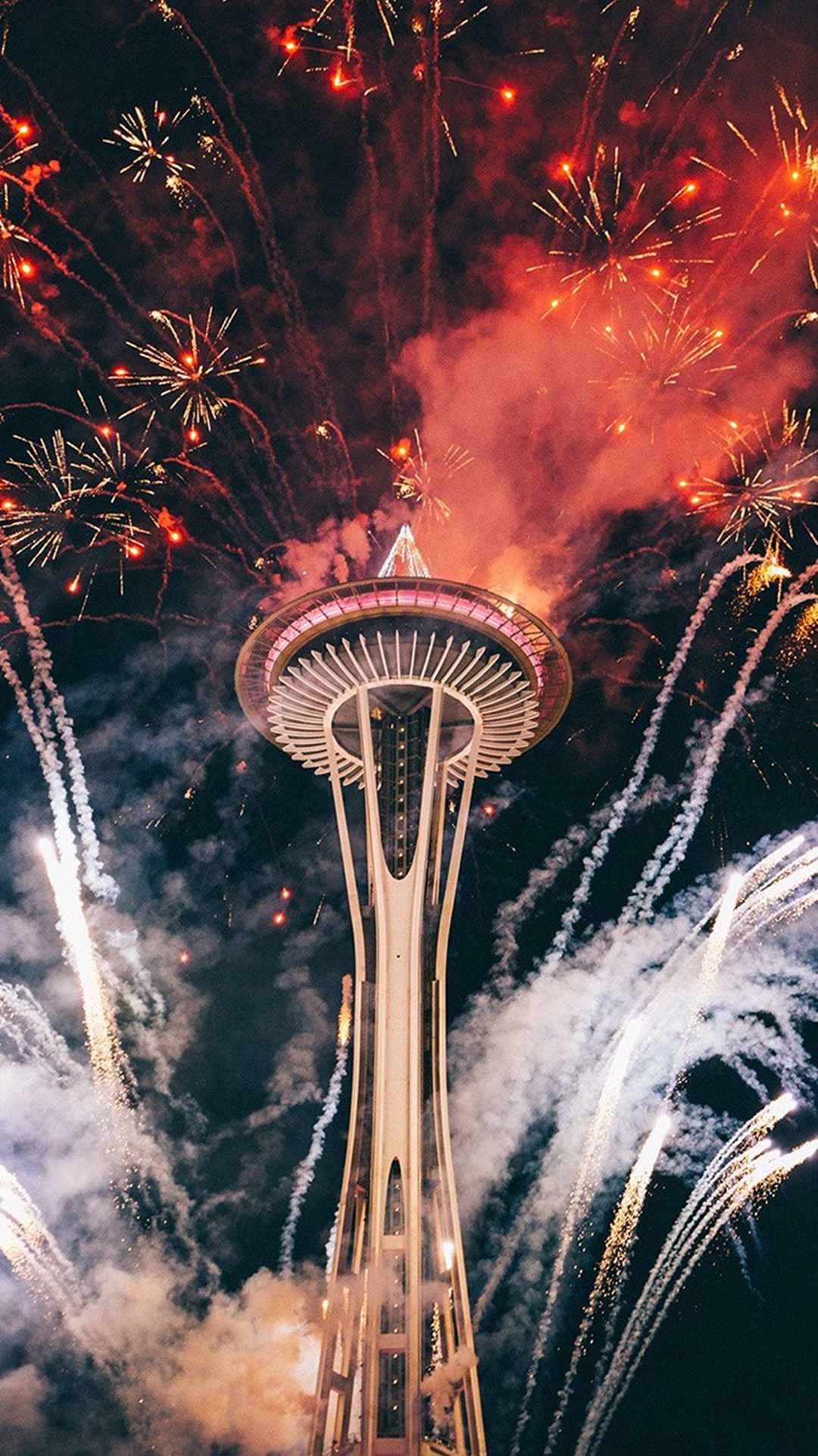 1080x1920 Firework Night Sky Lovely Tower City #iPhone #6 #plus #wallpaper