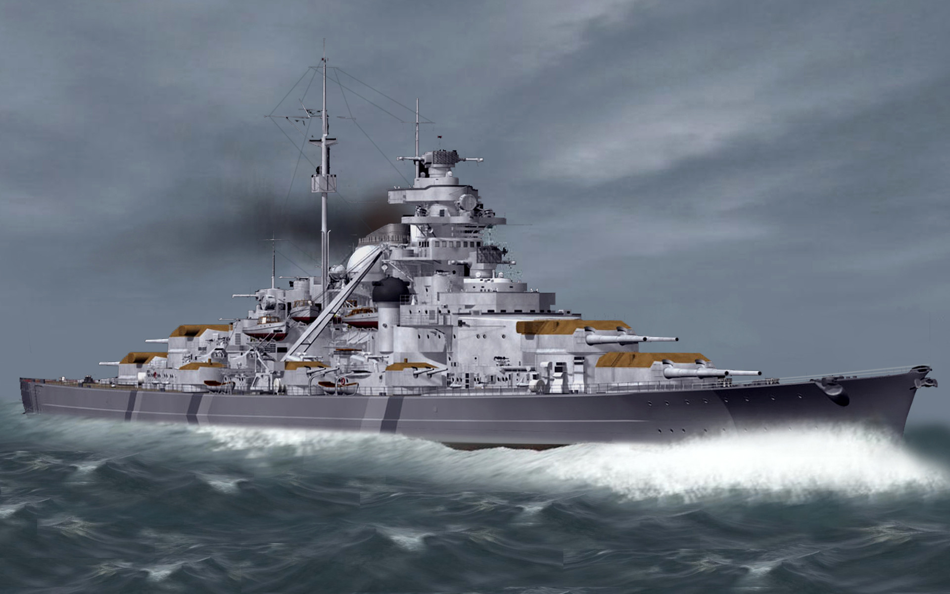 1920x1200 Artwork Battleships Bismarck Battleship History Military World War II