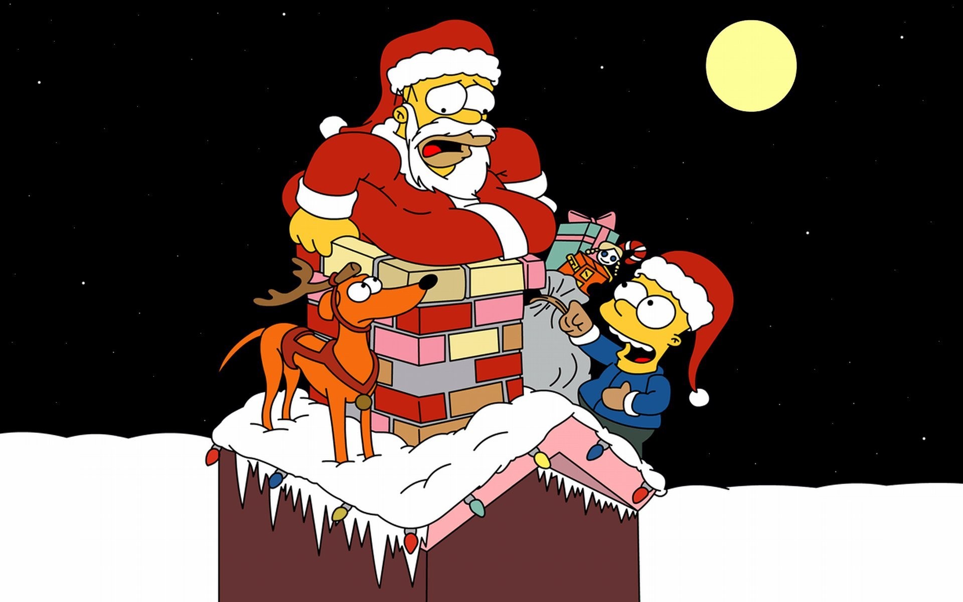 1920x1200 the simpsons homer simpson bart the simpsons christmas christmas xmas homer  bart dog pipe the situation