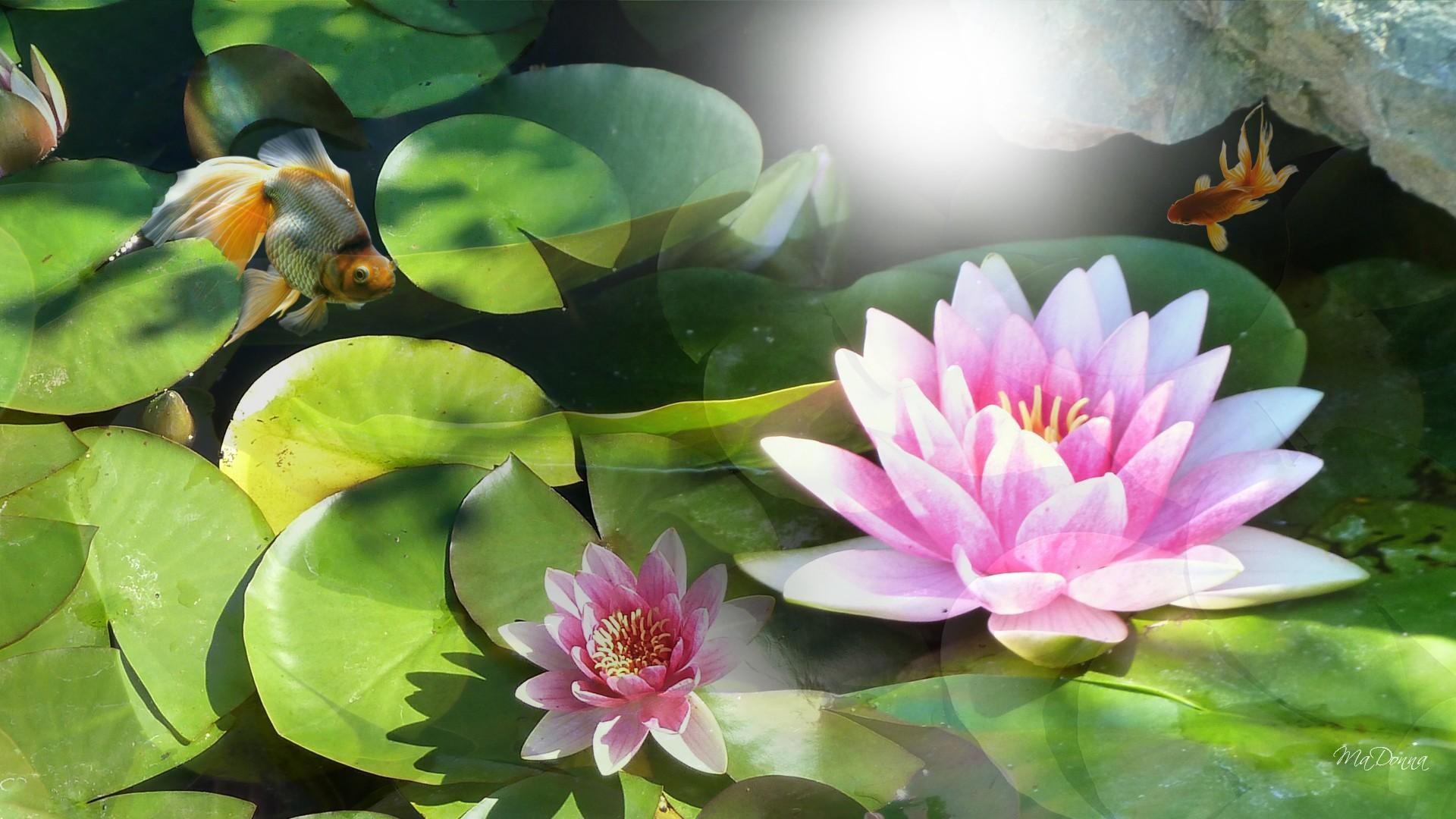 1920x1080 Sunshine On Water Lily