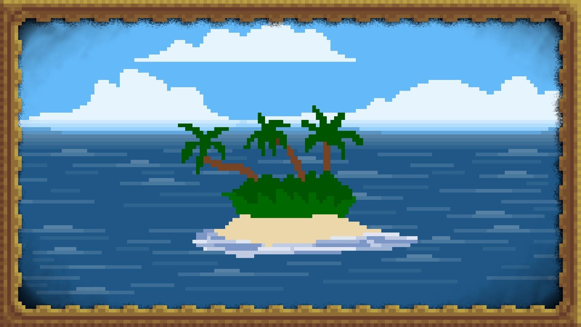 1920x1080 digital Art, Nature, Minimalism, Pixel Art, Island, Sea, Palm Trees,  Clouds, Picture Frames Wallpapers HD / Desktop and Mobile Backgrounds