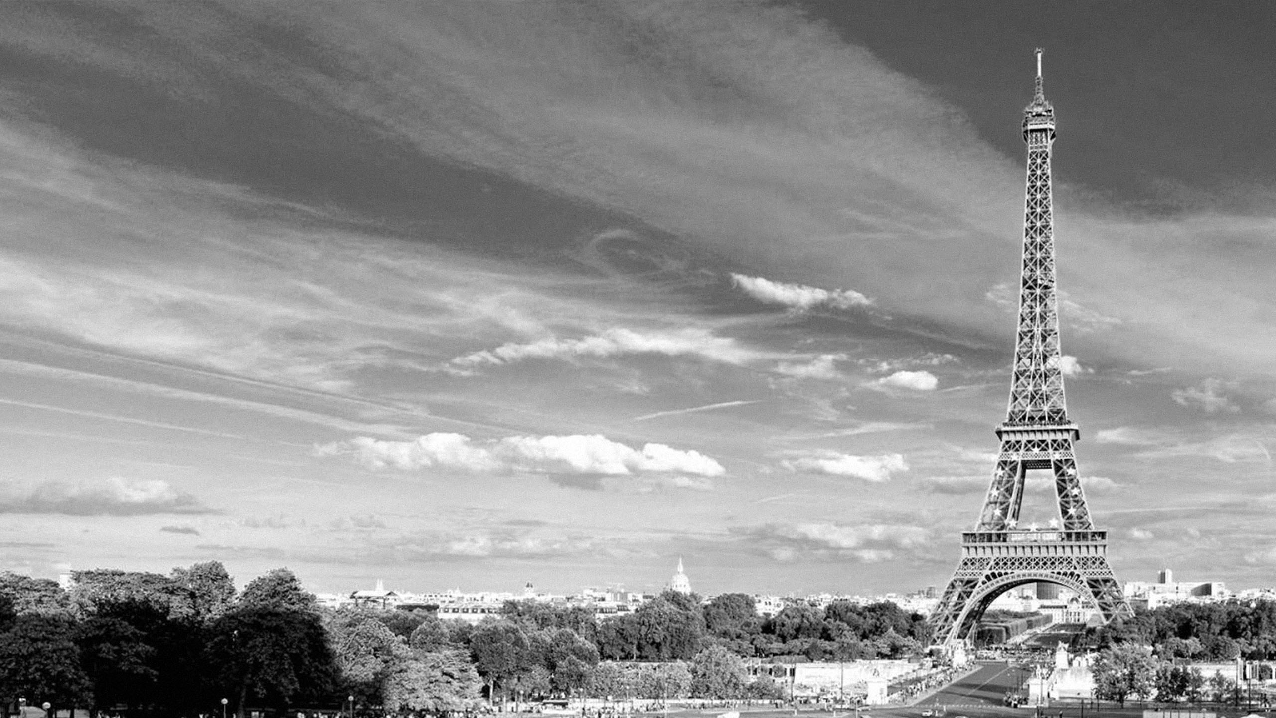 2560x1440 Eiffel Tower Paris Black And White Photos 01