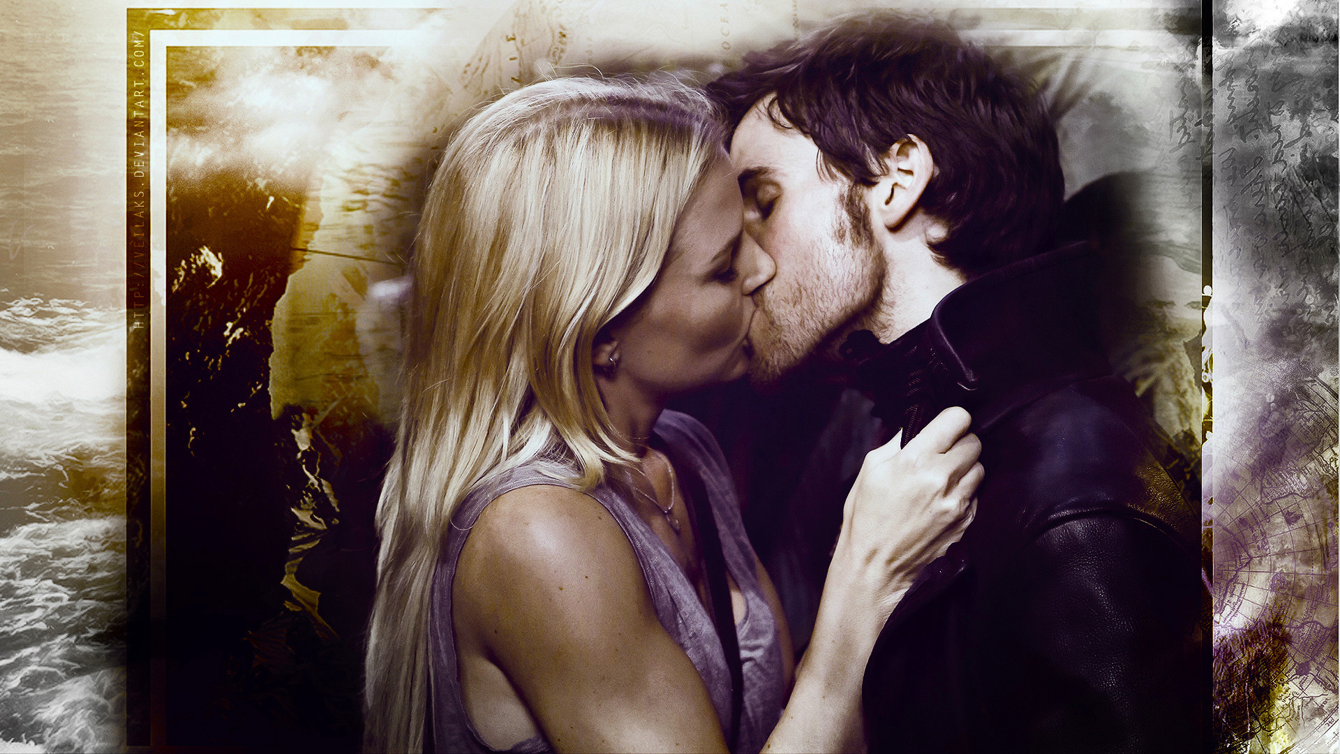 1920x1080 once upon a time wallpaper probably with a portrait called Emma cisne & Captain  Hook