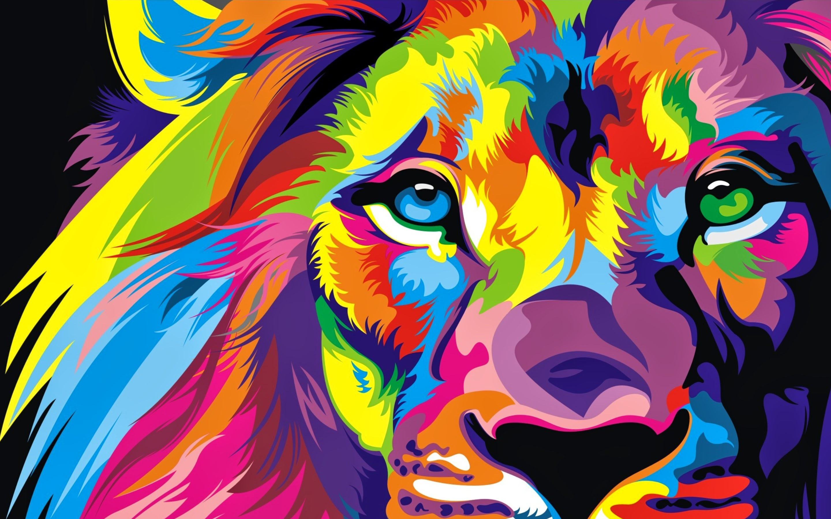 2880x1800 Lion Colorful Artwork