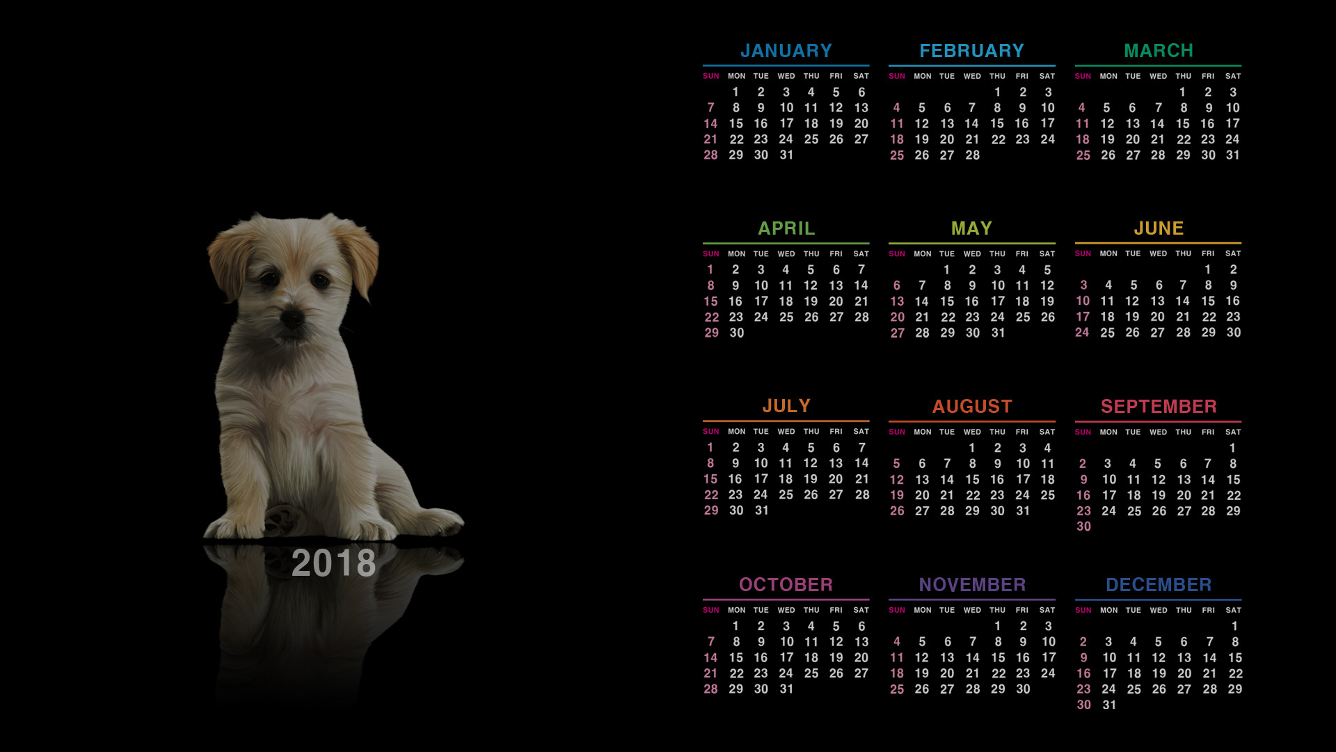 1920x1080 calendar, #puppies, #dog | Wallpaper No. 599558 - wallhaven.cc