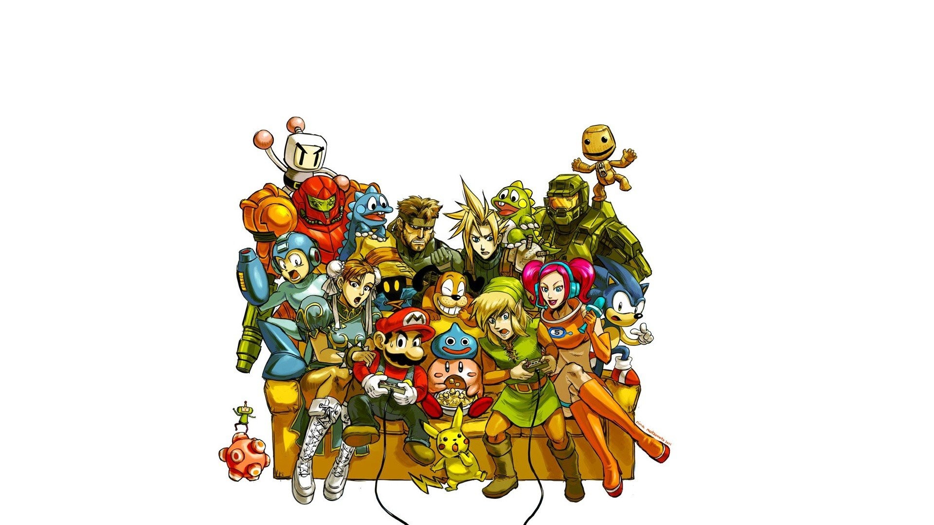 1920x1080 Videogame Characters Mega Man Sonic The Hedgehog Solid Snake Master Chief  Cloud Strife Bomberman