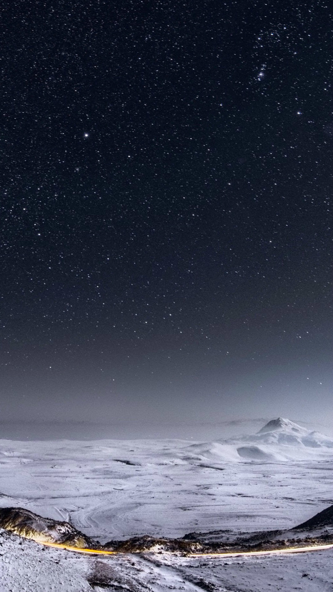 1080x1920 Night Stars Mountain Range Winter Landscape iPhone 6 wallpaper