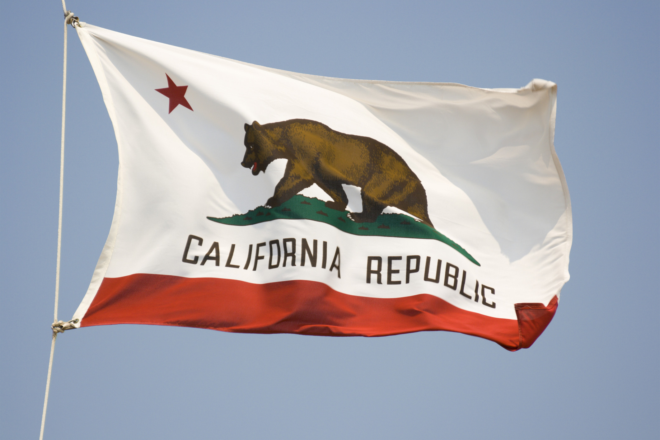 2121x1414 California State Flag, Waving State Banner with Bear and Star. (Credit:  YangYin