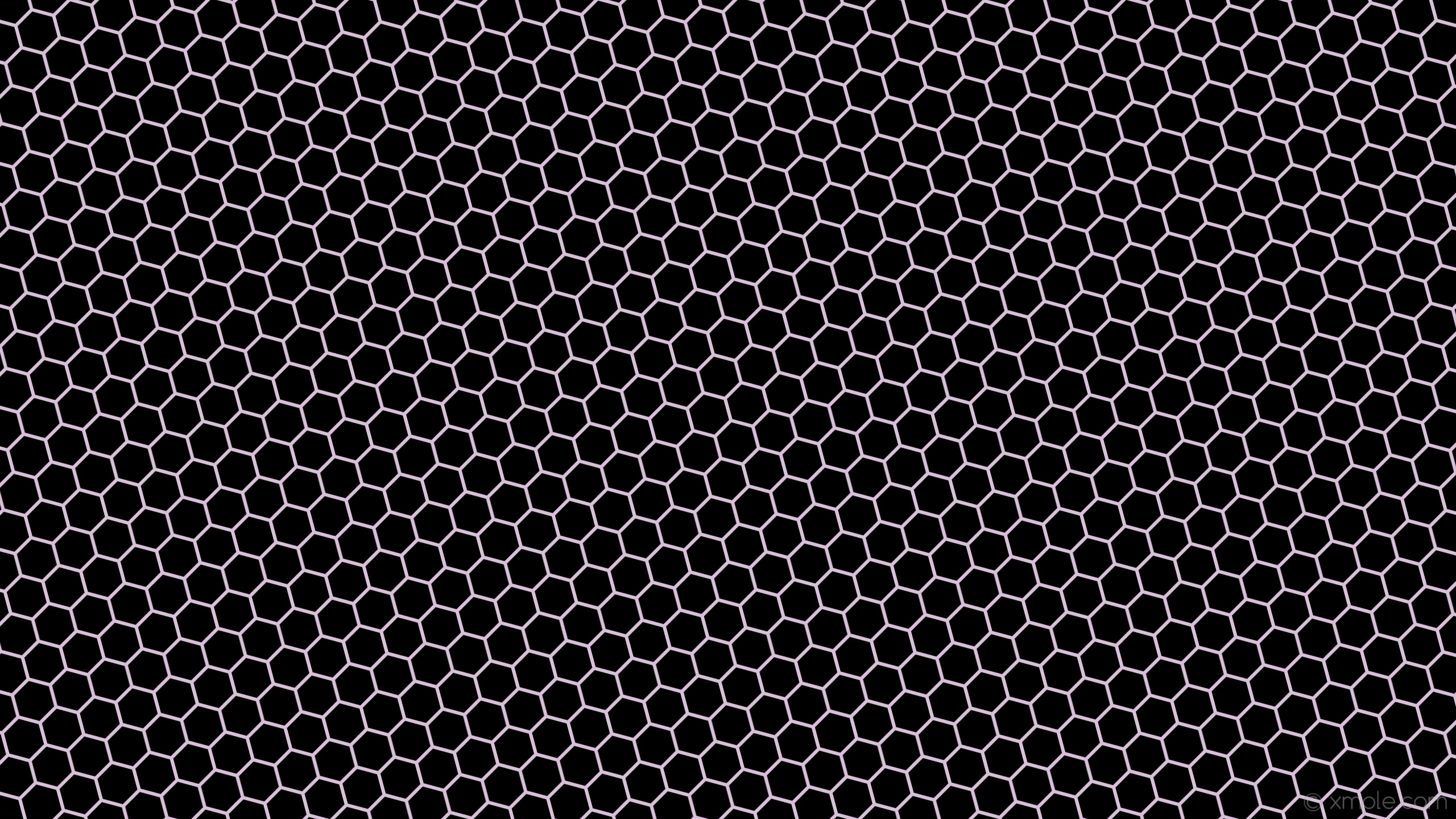 2560x1440 wallpaper beehive honeycomb black hexagon purple thistle #000000 #d8bfd8  diagonal 15Â° 6px 69px