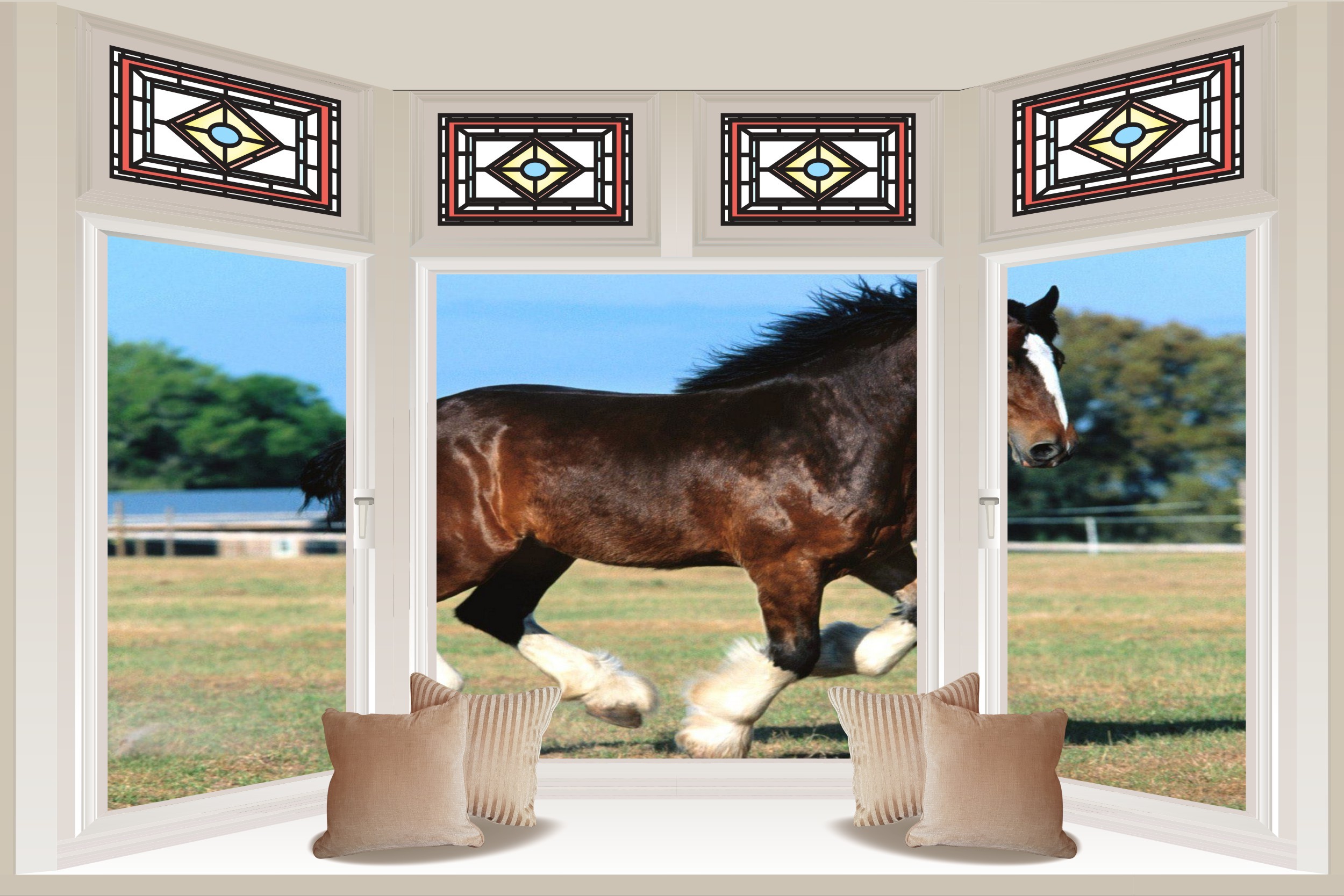 2500x1668 Details about Huge 3D Bay Window Shire Horse Running View Wall Stickers  Mural Wallpaper 187