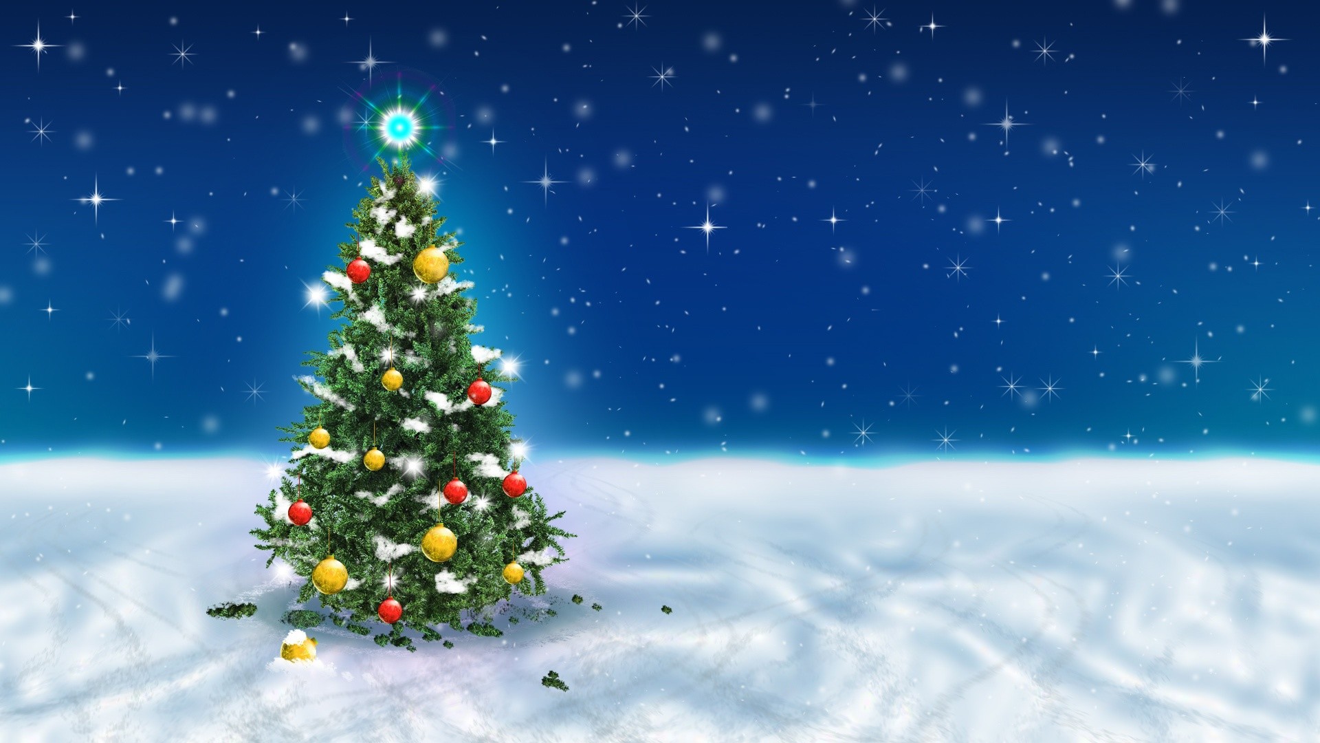 1920x1080 Christmas Tree Snow Sky Wallpapers